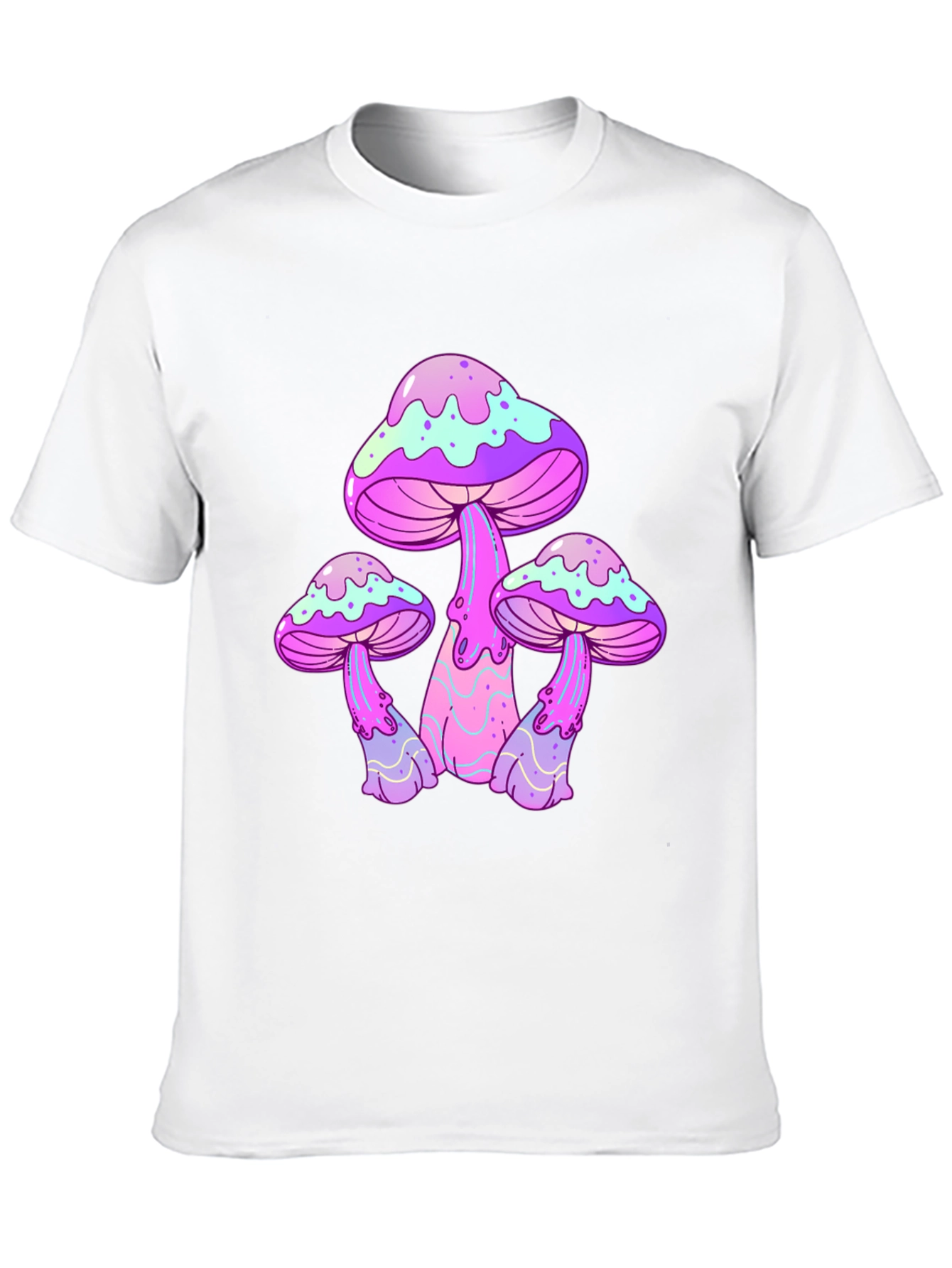 Funky Mushroom Graphic Tee - Black Cotton T-Shirt