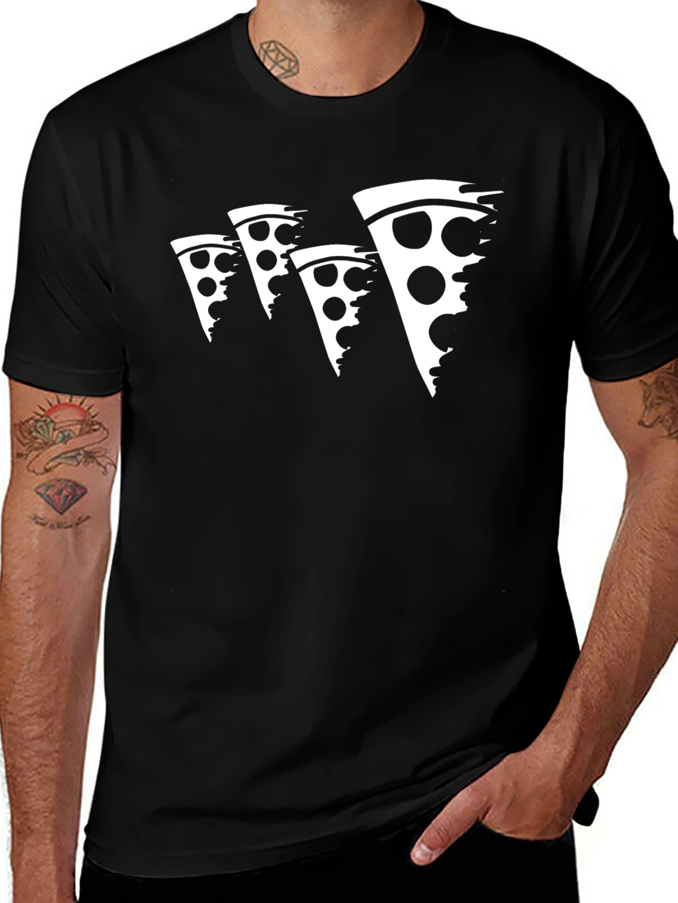 Pizza Slice Graphic Black T-Shirt