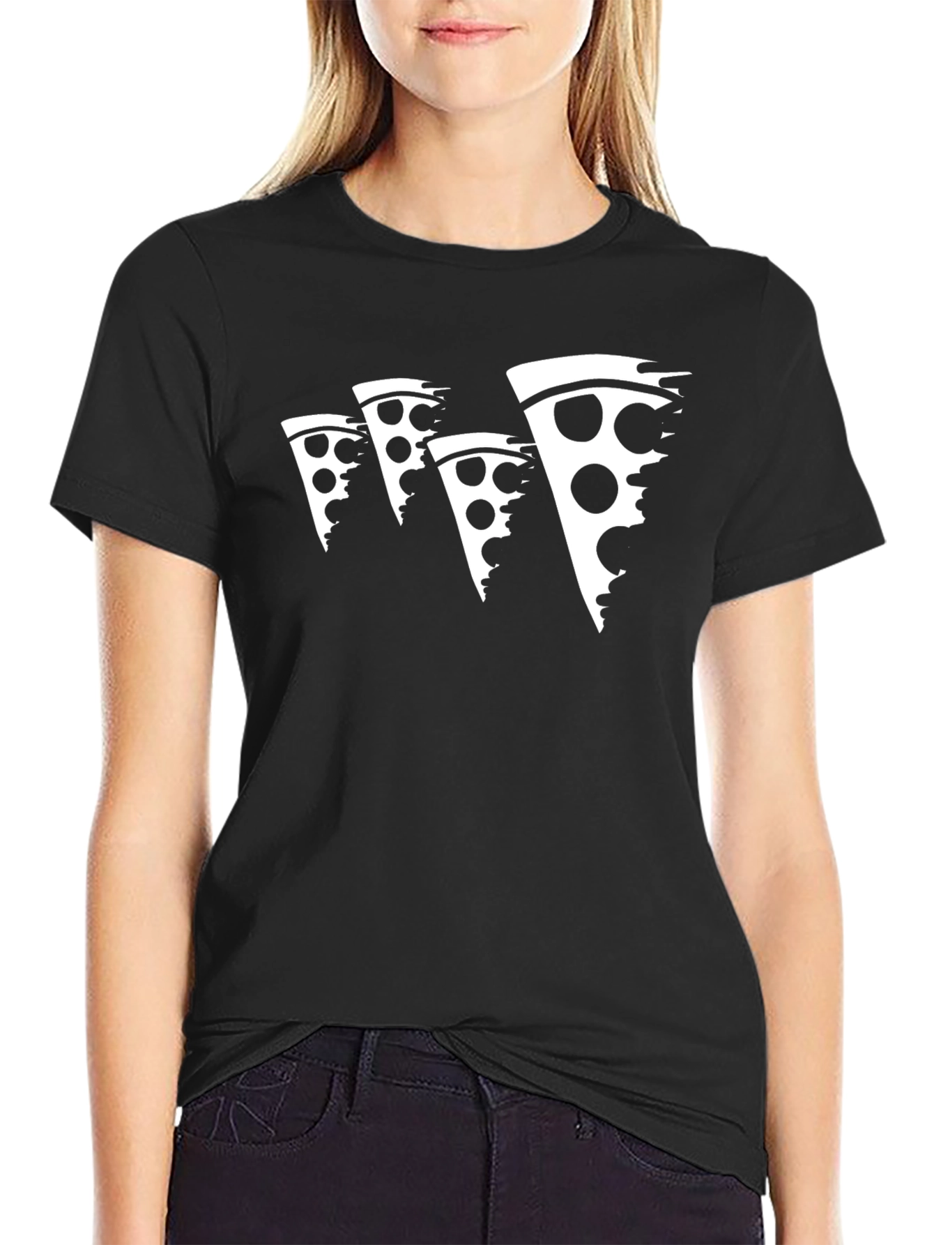 Pizza Slice Graphic Black T-Shirt
