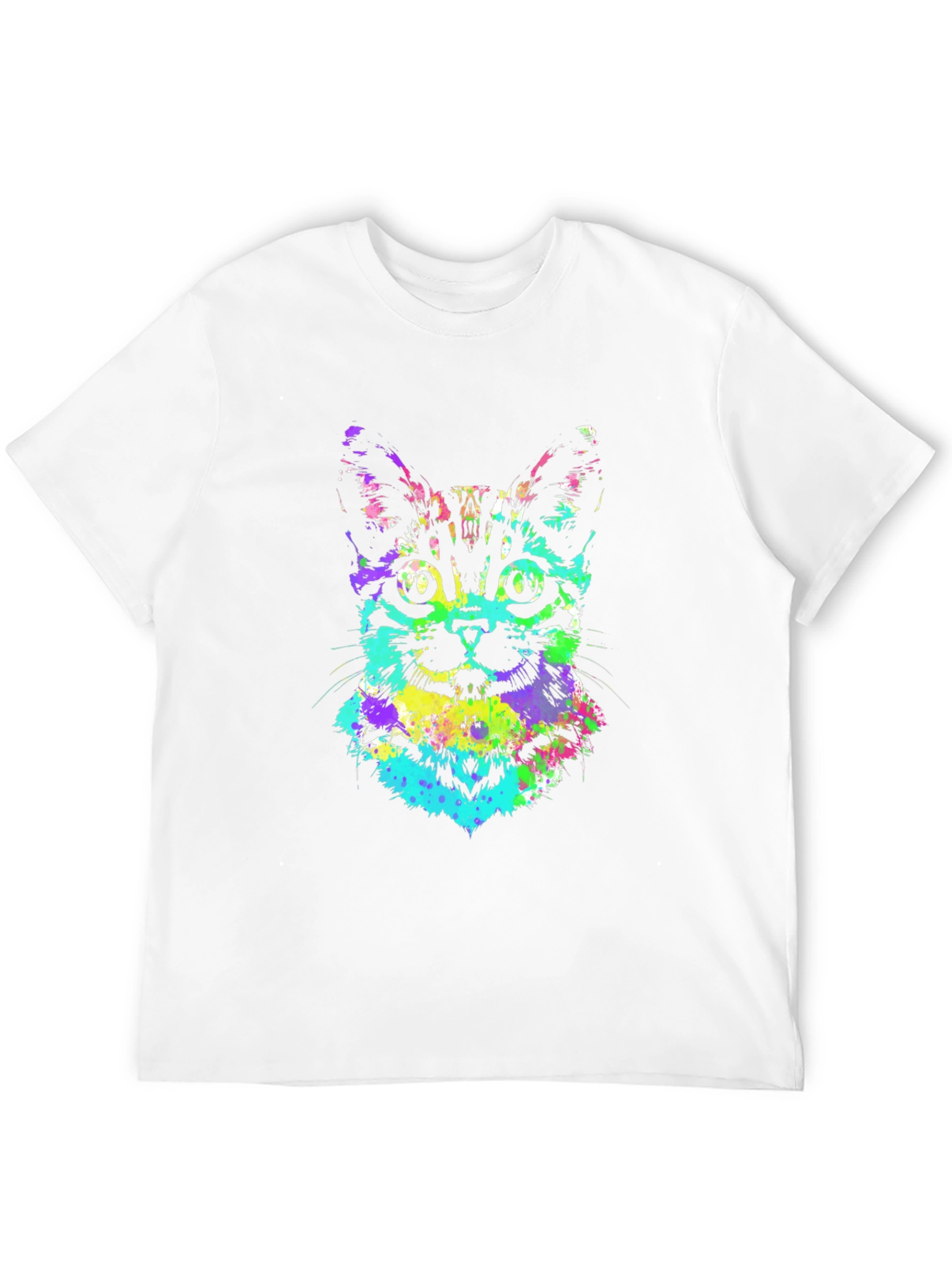Vibrant Cat Graphic Tee - Black Unisex T-Shirt
