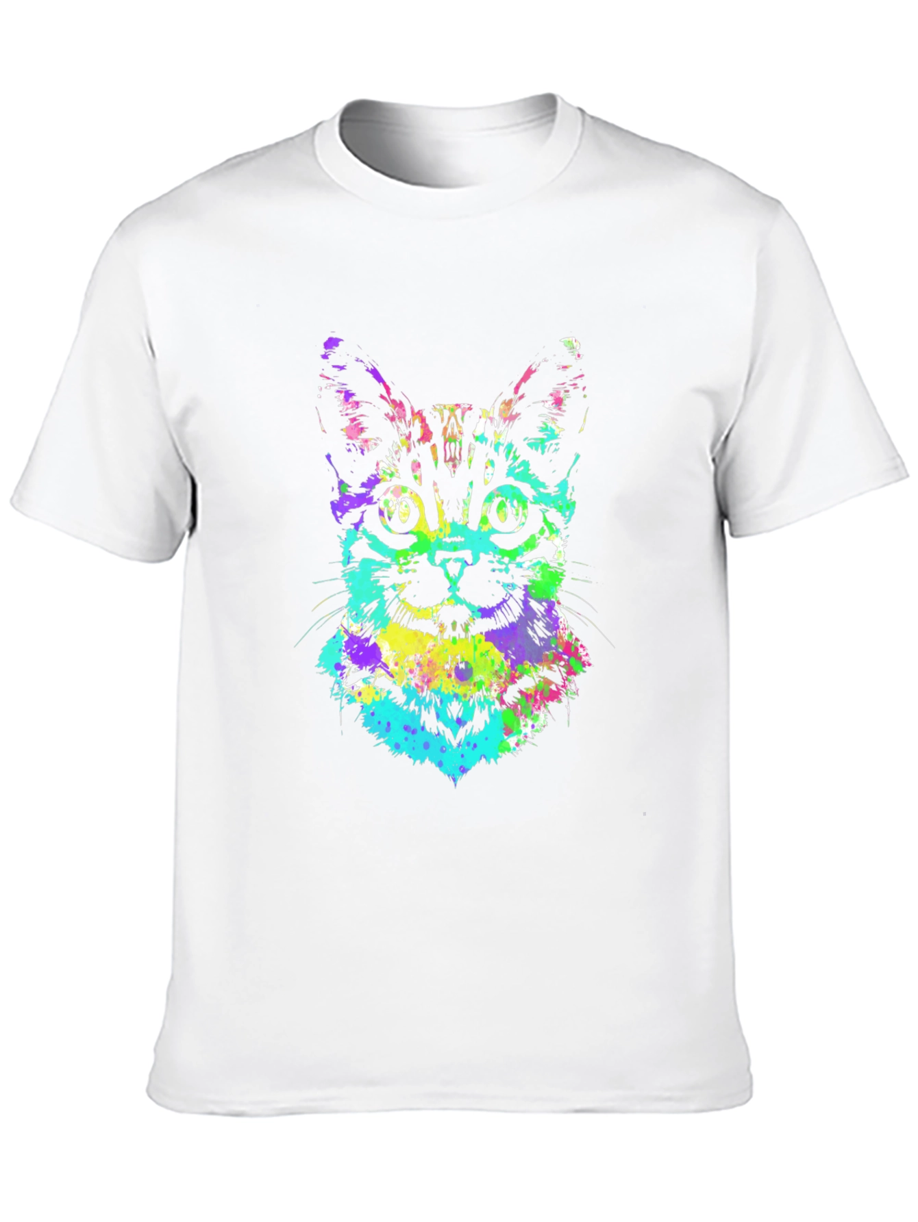 Vibrant Cat Graphic Tee - Black Unisex T-Shirt
