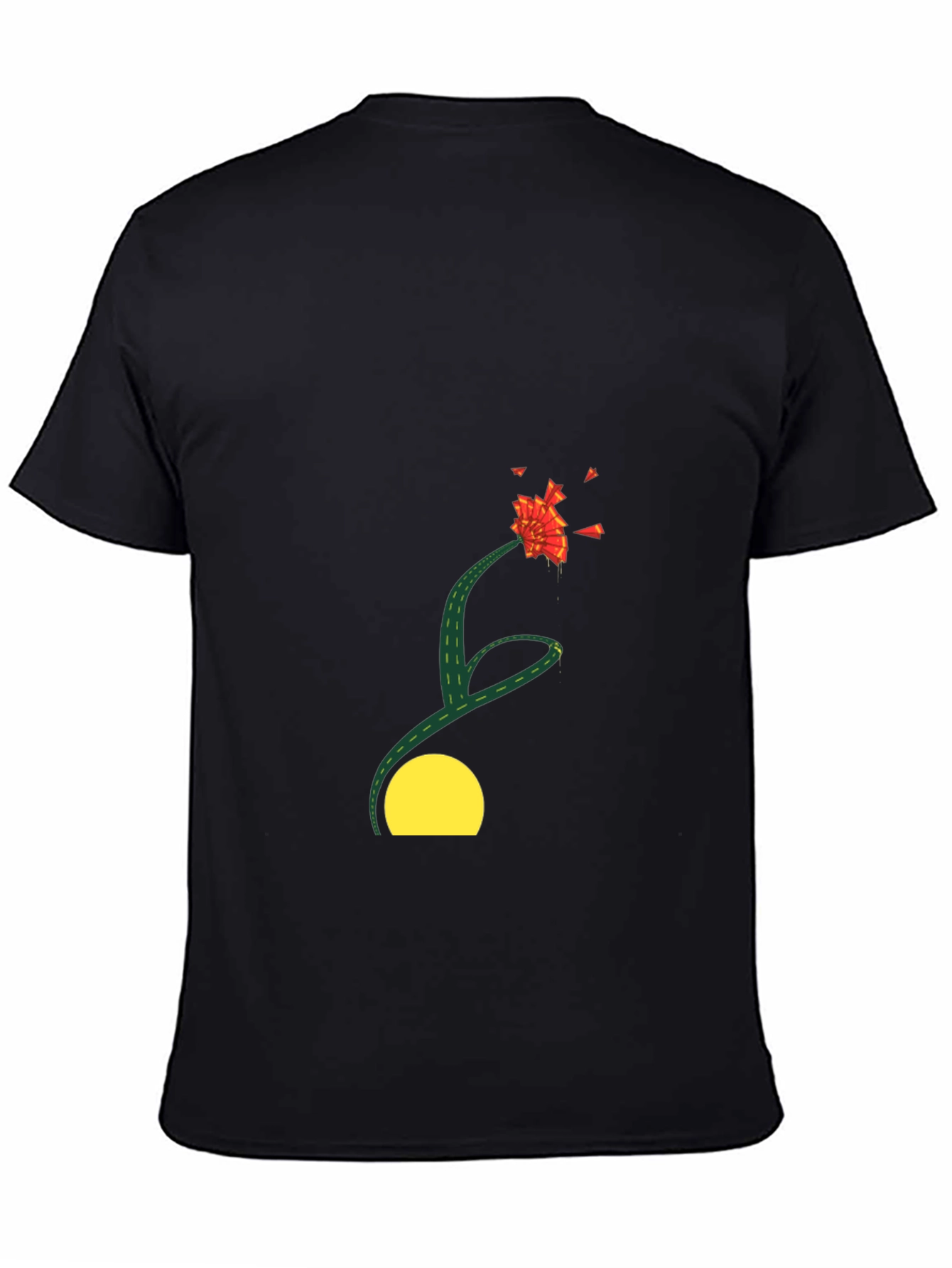 Black T-Shirt with Abstract Floral Design