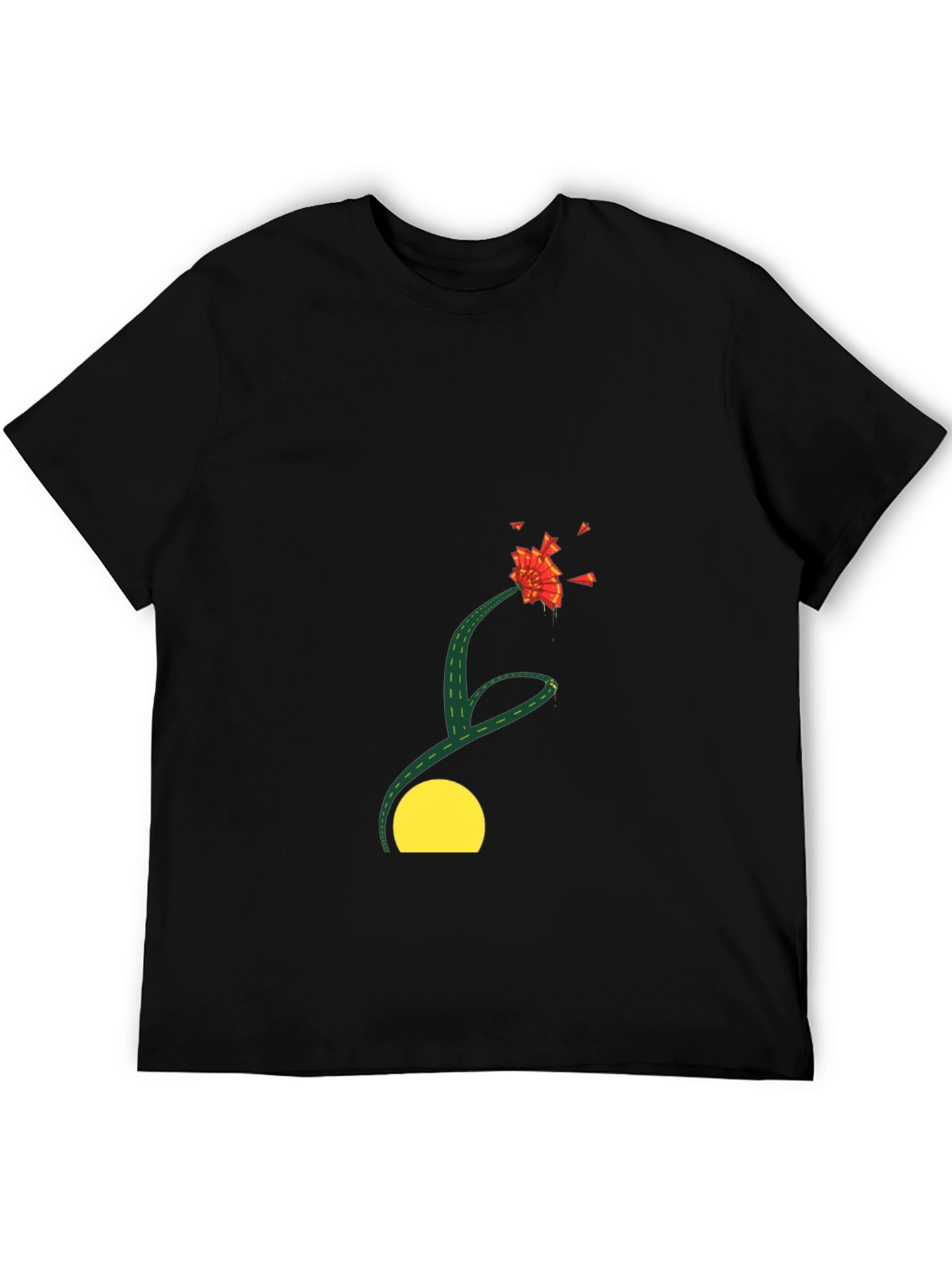Black T-Shirt with Abstract Floral Design
