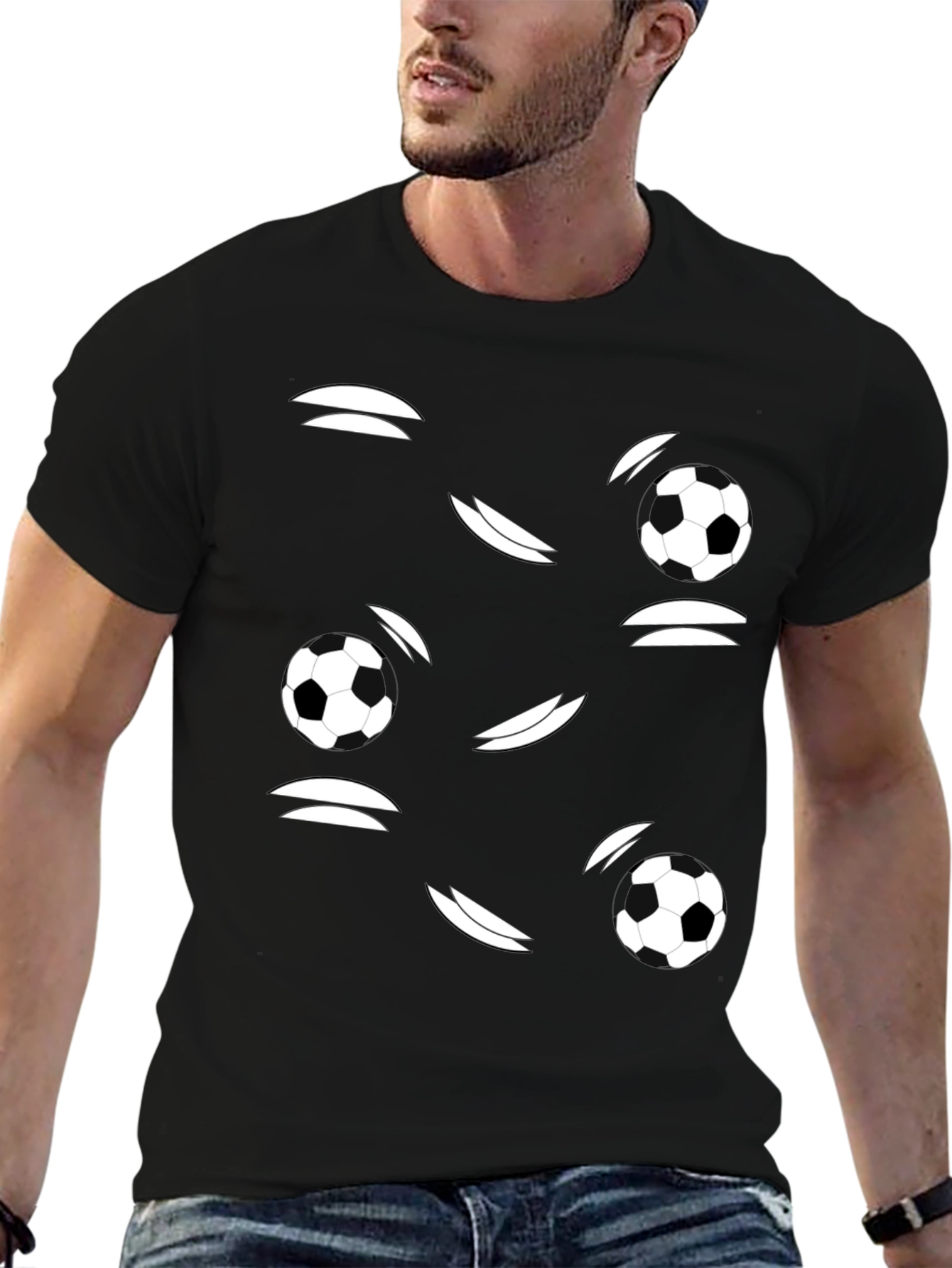 Soccer Ball Graphic Black T-Shirt