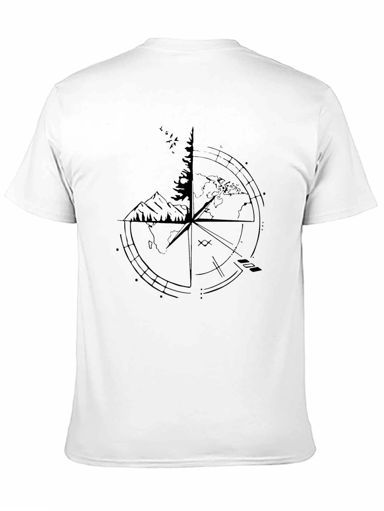 Mens Black Compass Graphic Tee
