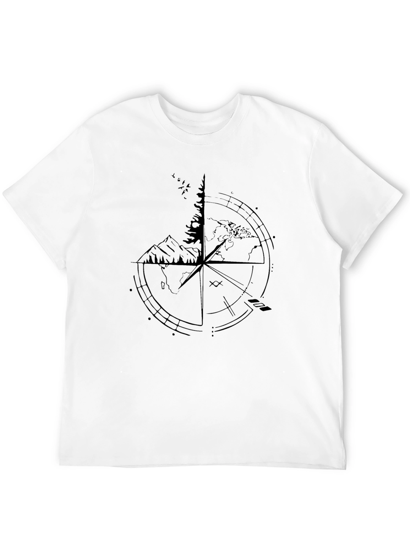 Mens Black Compass Graphic Tee