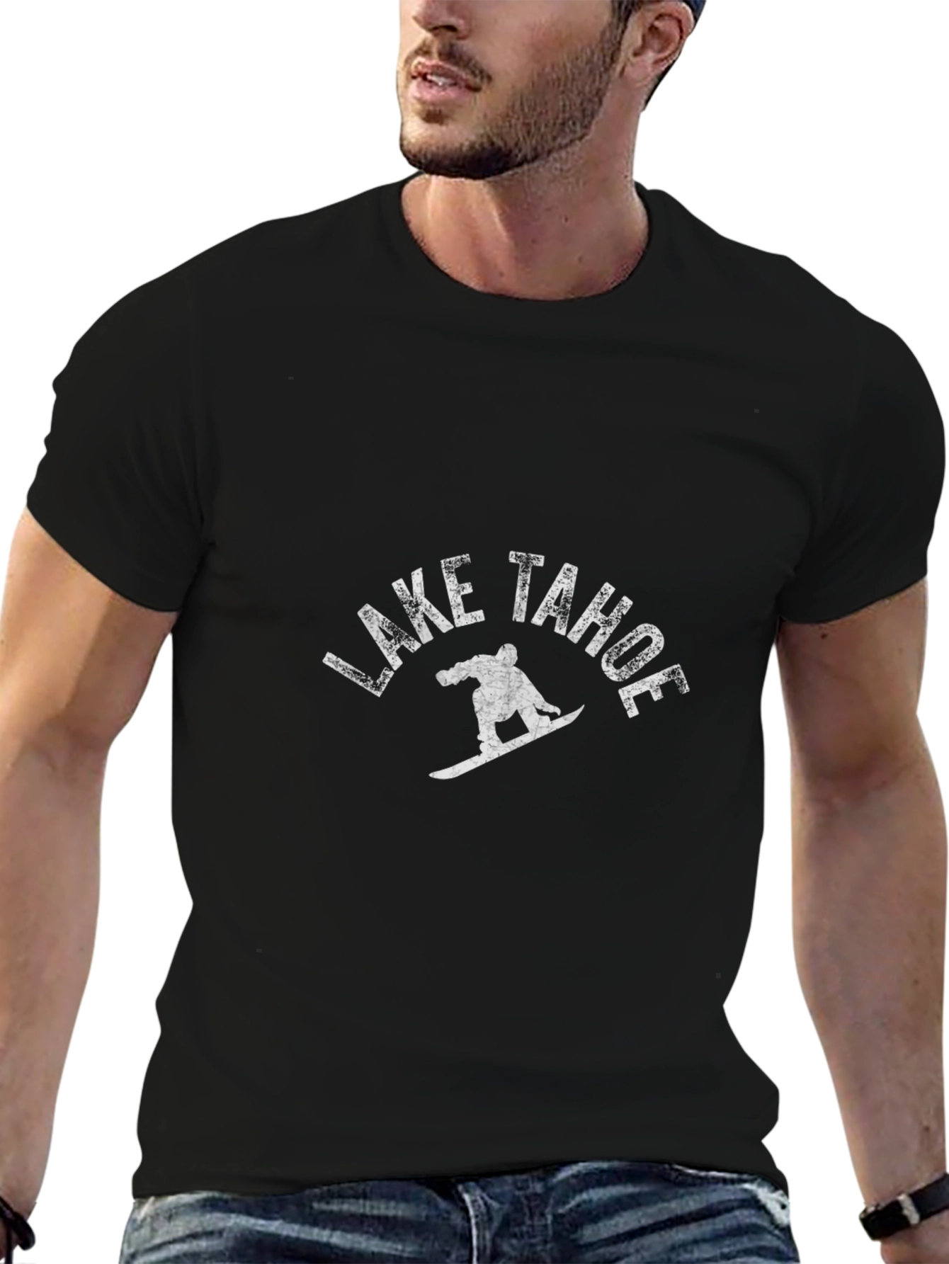 Lake Tahoe Snowboarder Graphic Tee - Black