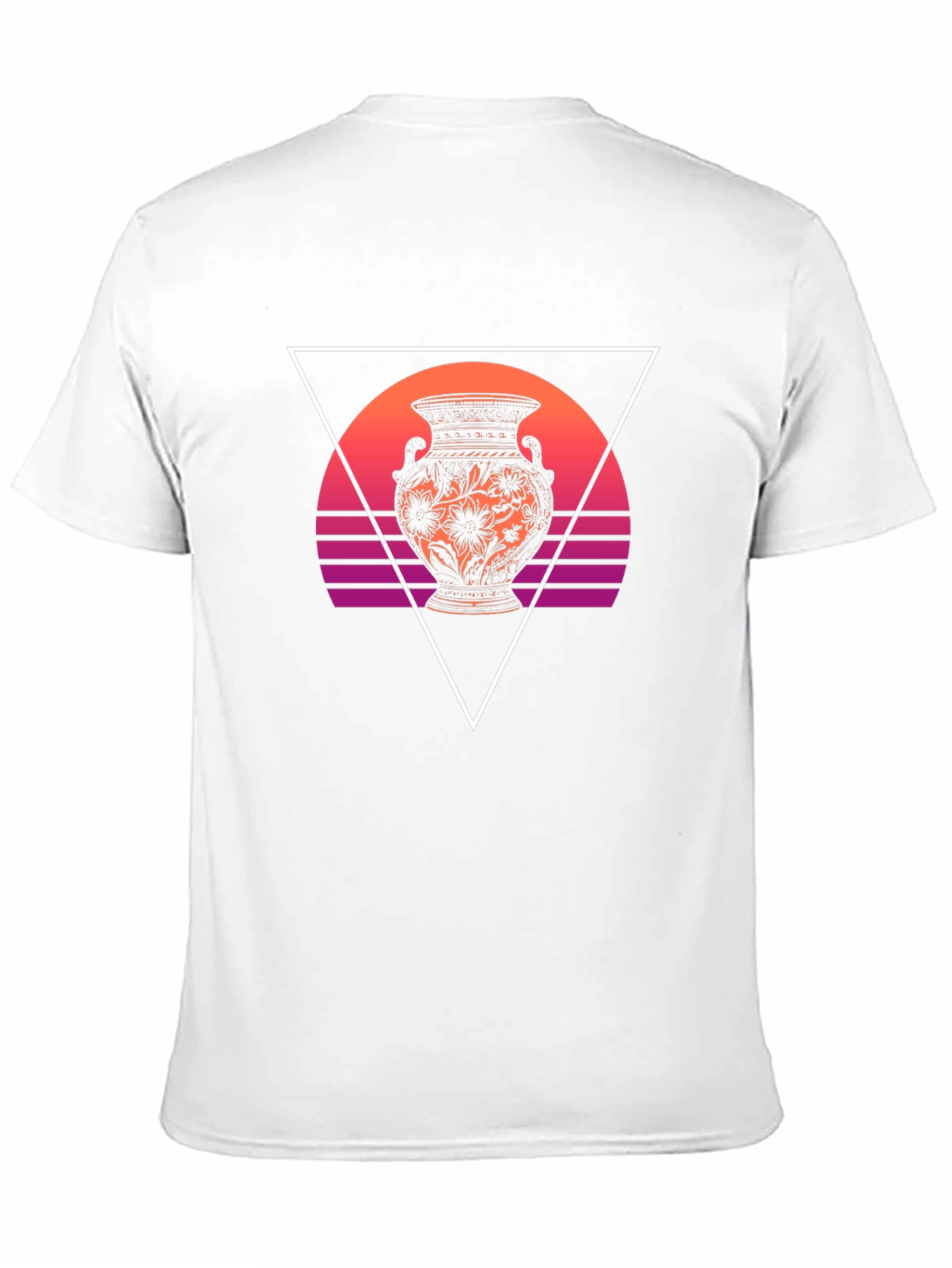 Vaporwave Vase Graphic Tee - Black Cotton Blend