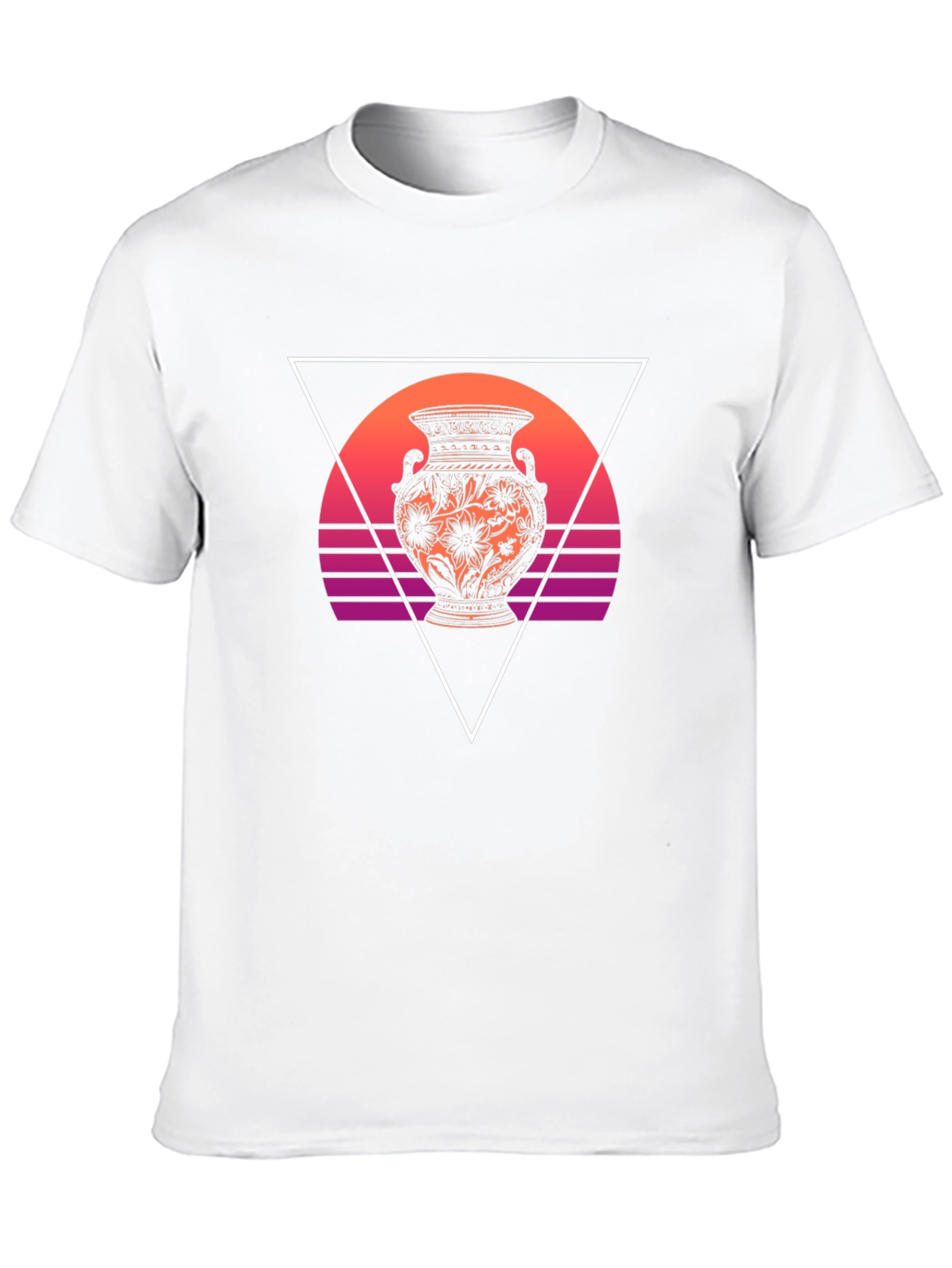 Vaporwave Vase Graphic Tee - Black Cotton Blend
