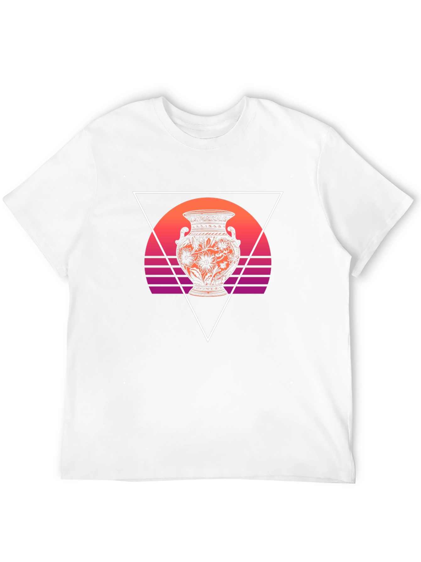 Vaporwave Vase Graphic Tee - Black Cotton Blend