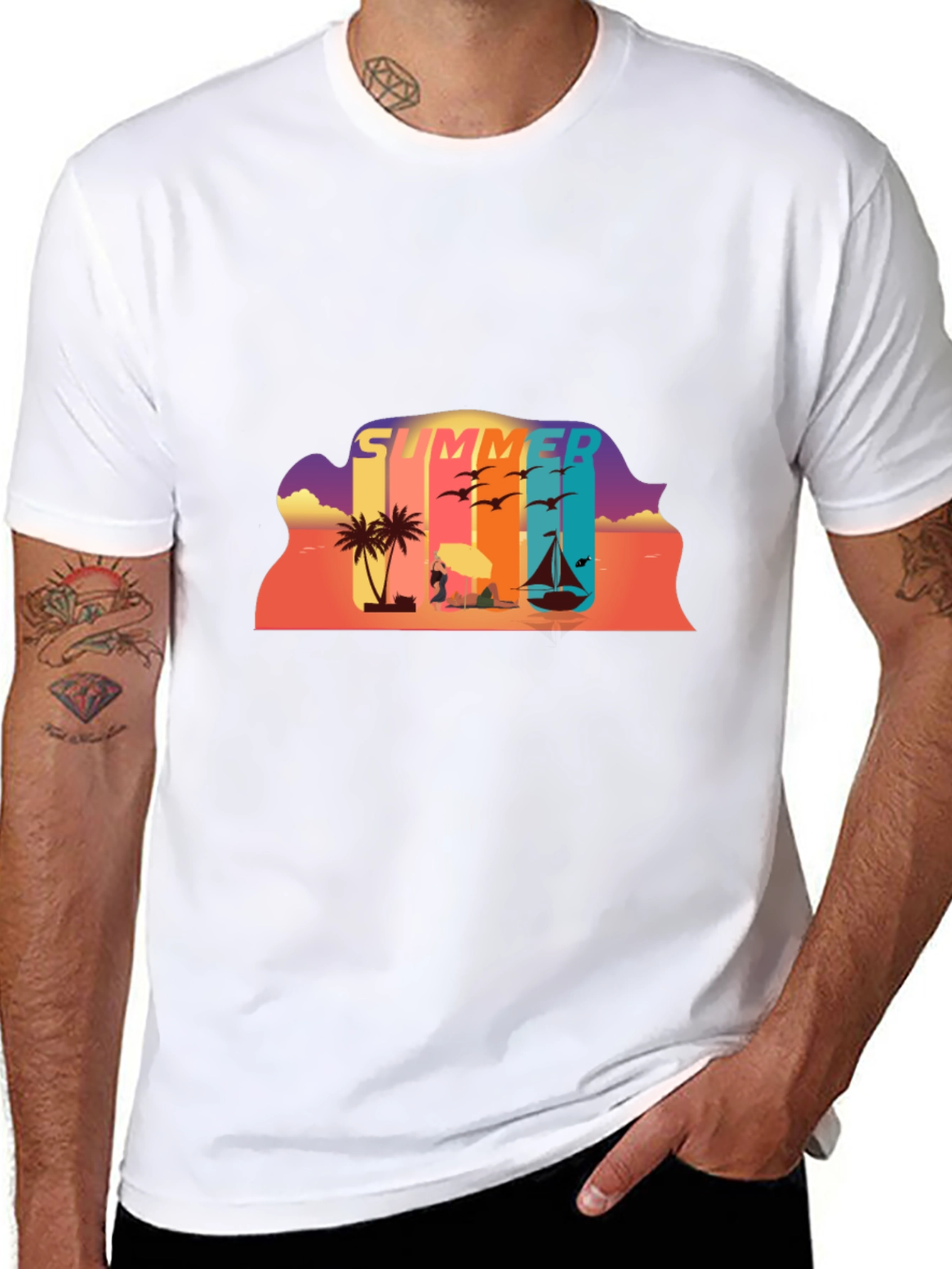 Summer Beach Scene Graphic Tee