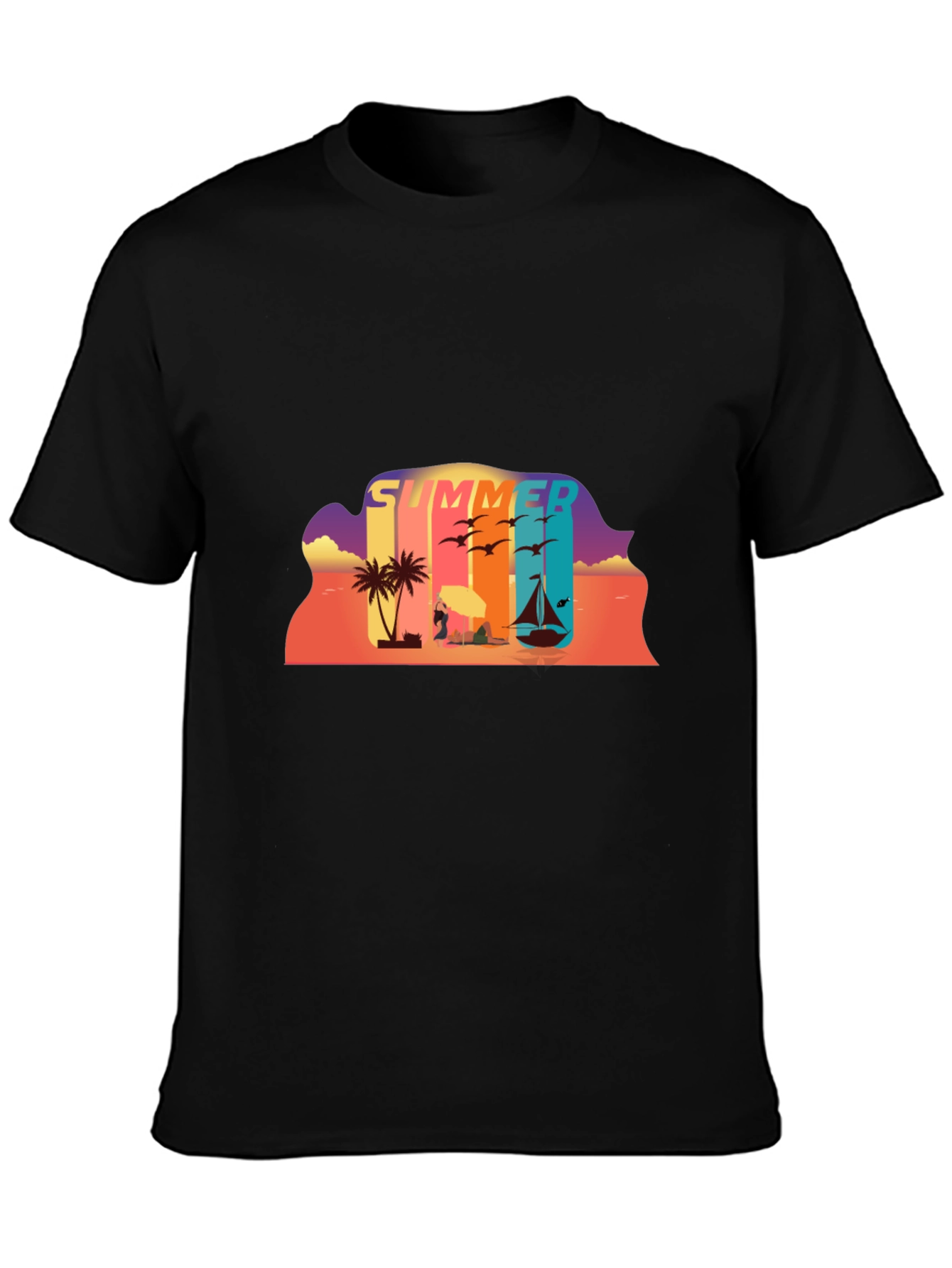 Summer Beach Scene Graphic Tee