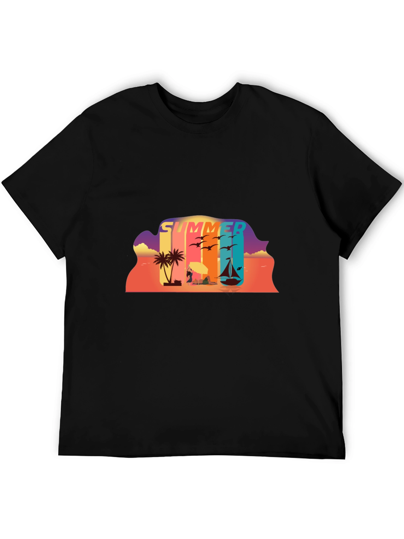 Summer Beach Scene Graphic Tee