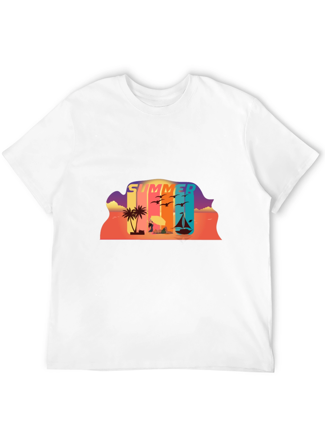 Summer Beach Scene Graphic Tee
