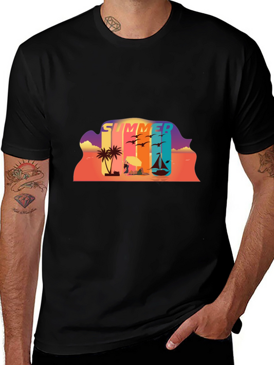 Summer Beach Scene Graphic Tee