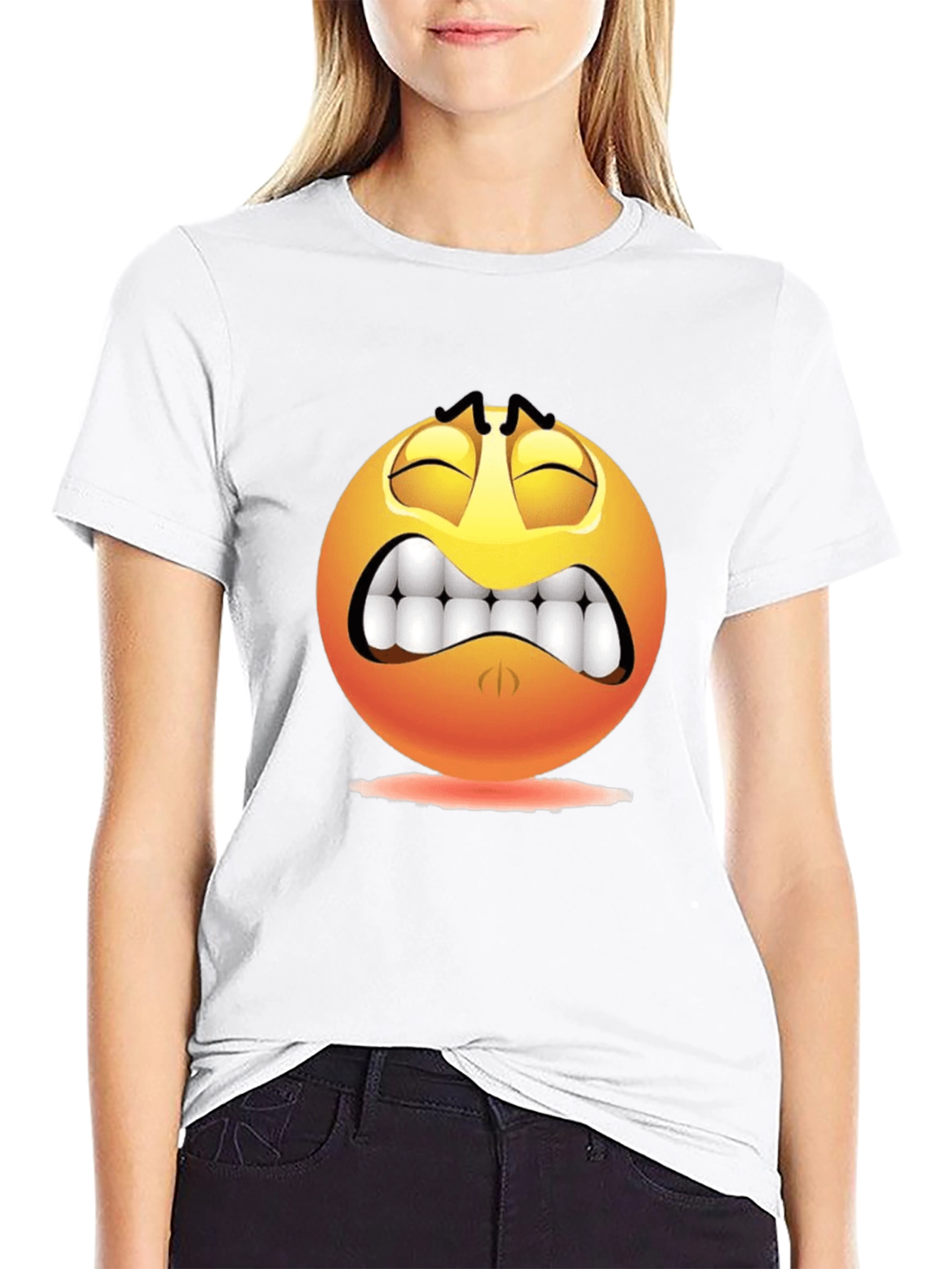 Distressed Emoji Graphic Black T-Shirt