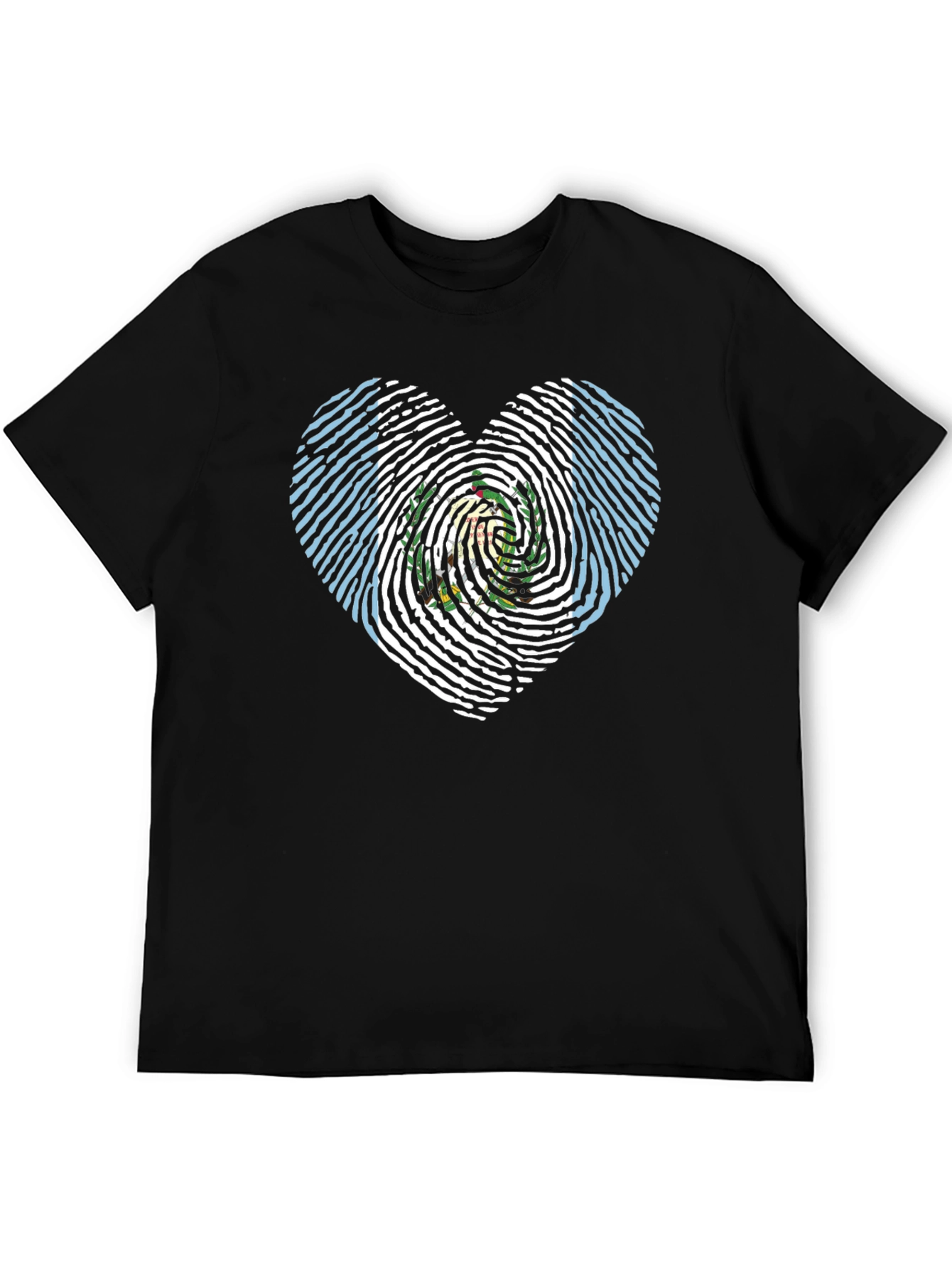 Guatemala Flag Fingerprint Heart T-Shirt