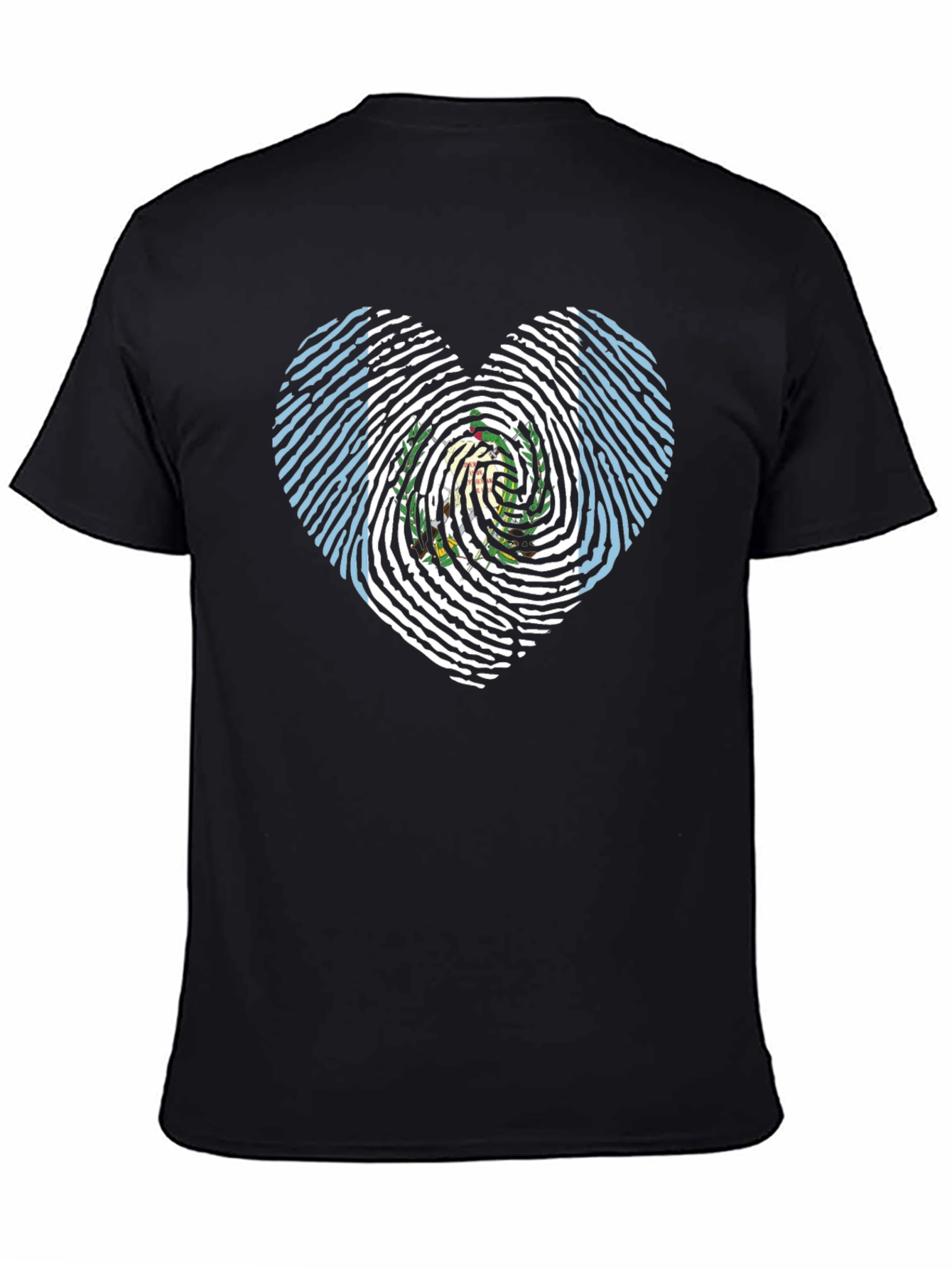 Guatemala Flag Fingerprint Heart T-Shirt