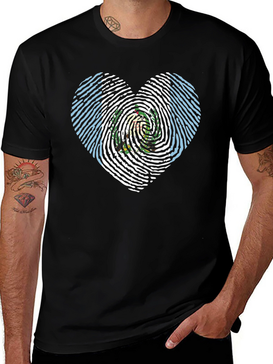 Guatemala Flag Fingerprint Heart T-Shirt