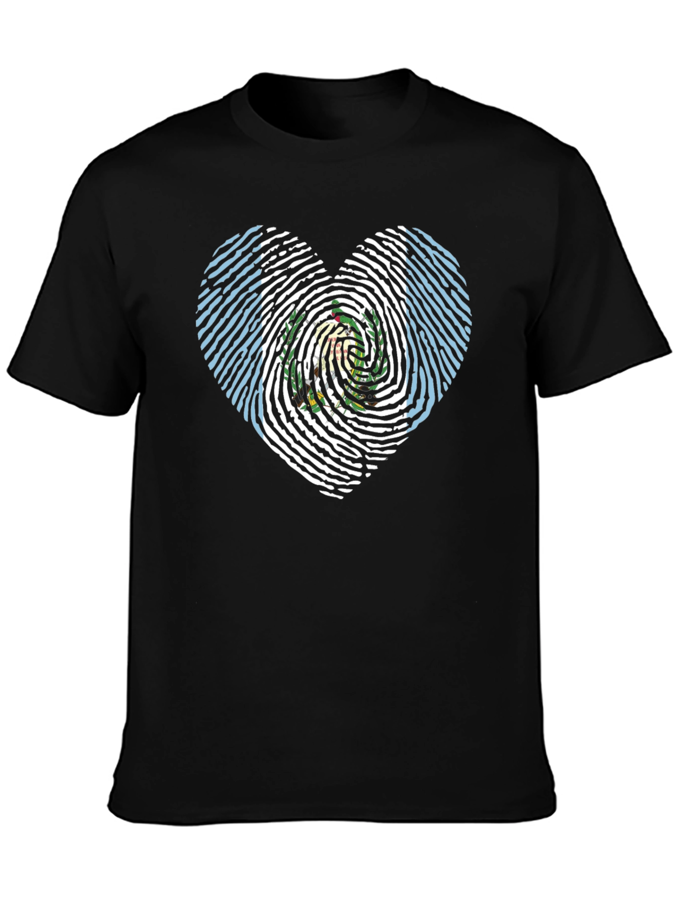 Guatemala Flag Fingerprint Heart T-Shirt