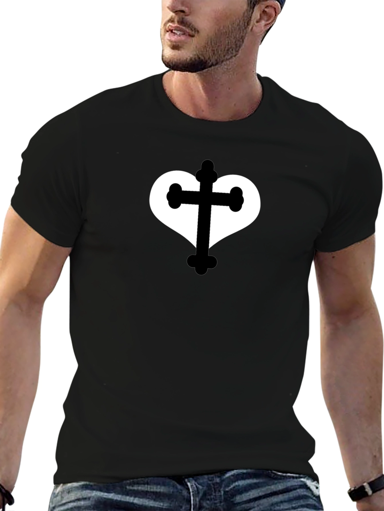 Heart Cross Graphic Tee - Stylish Casual Wear