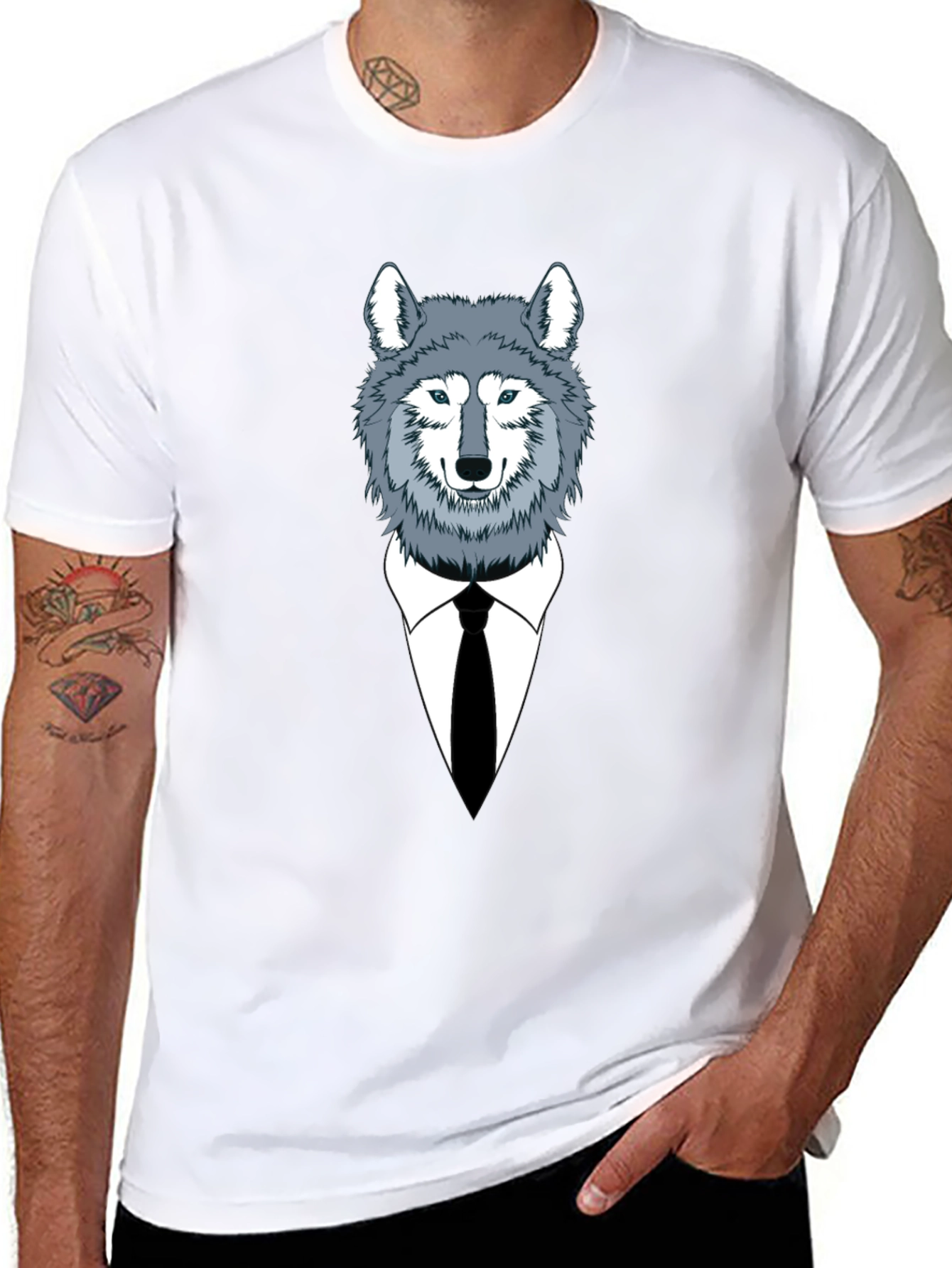Wolf in Suit Graphic Tee - Stylish Mens T-Shirt