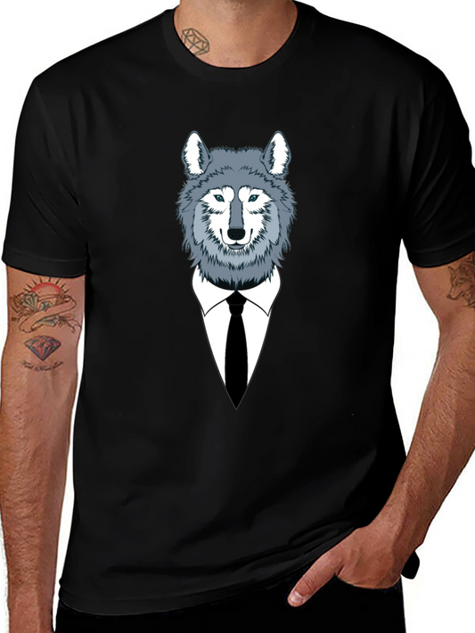 Wolf in Suit Graphic Tee - Stylish Mens T-Shirt