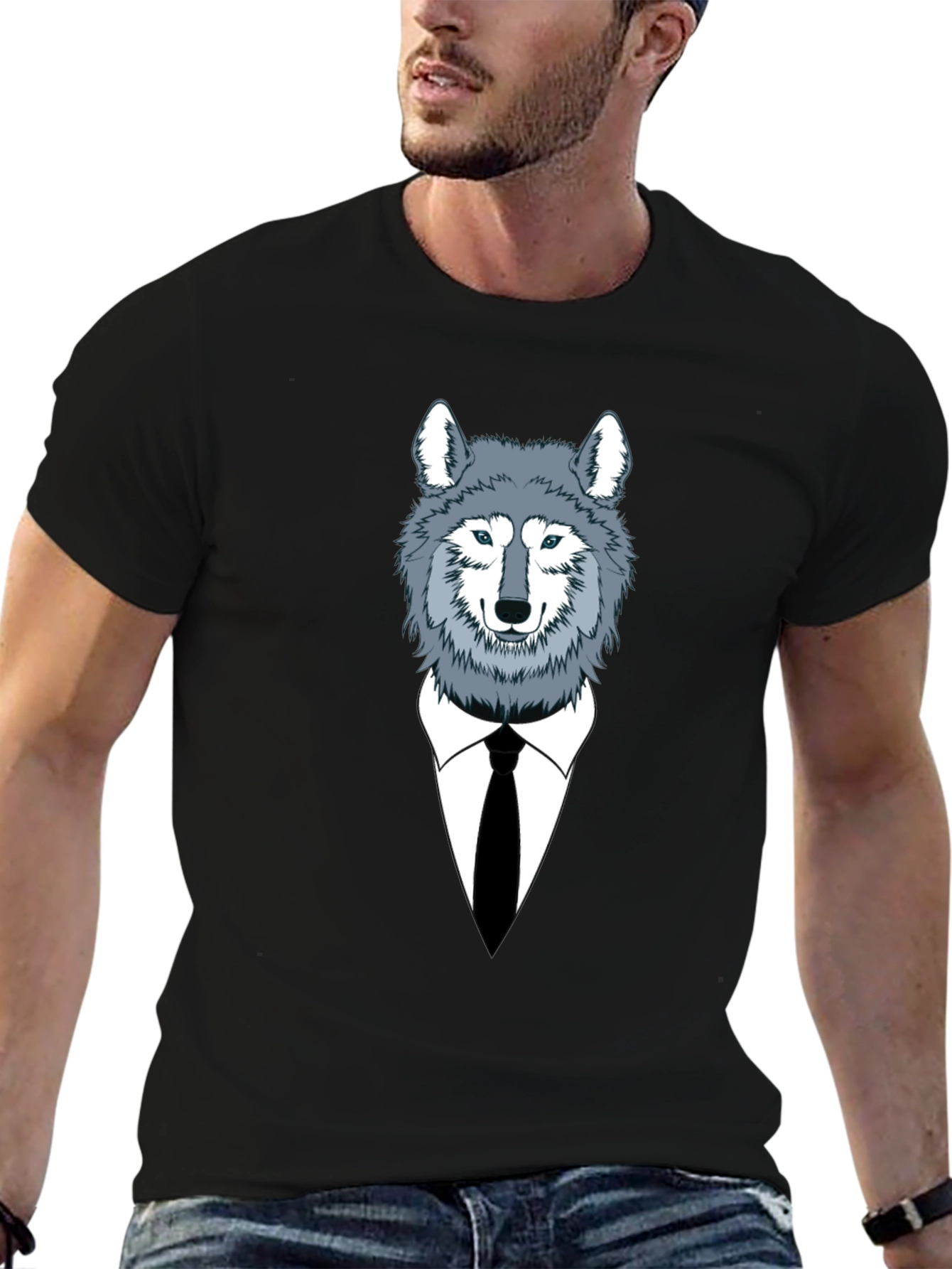 Wolf in Suit Graphic Tee - Stylish Mens T-Shirt