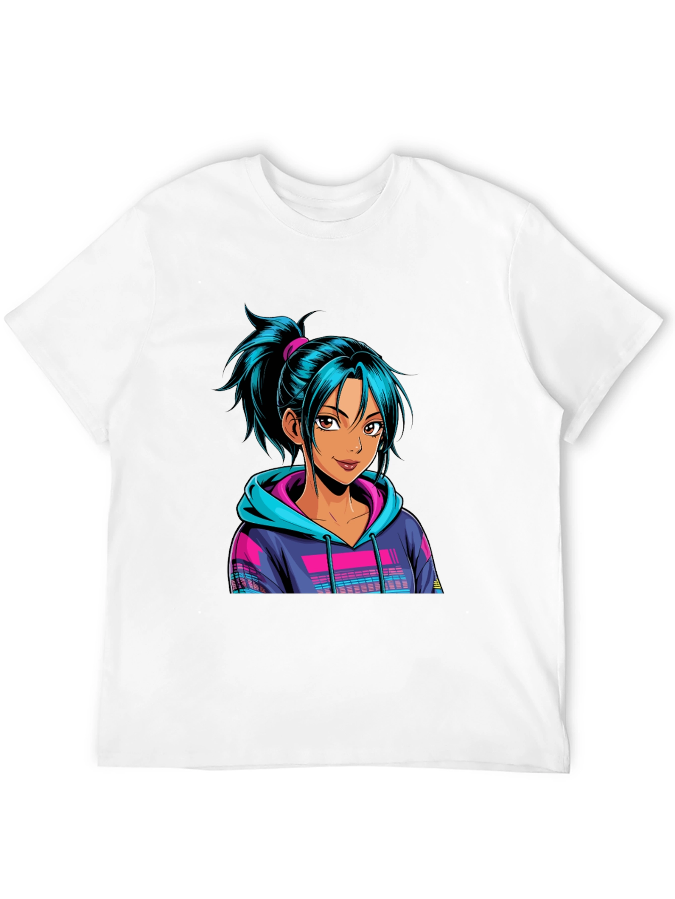 Anime Girl Graphic Black Tee - Trendy Casual Wear