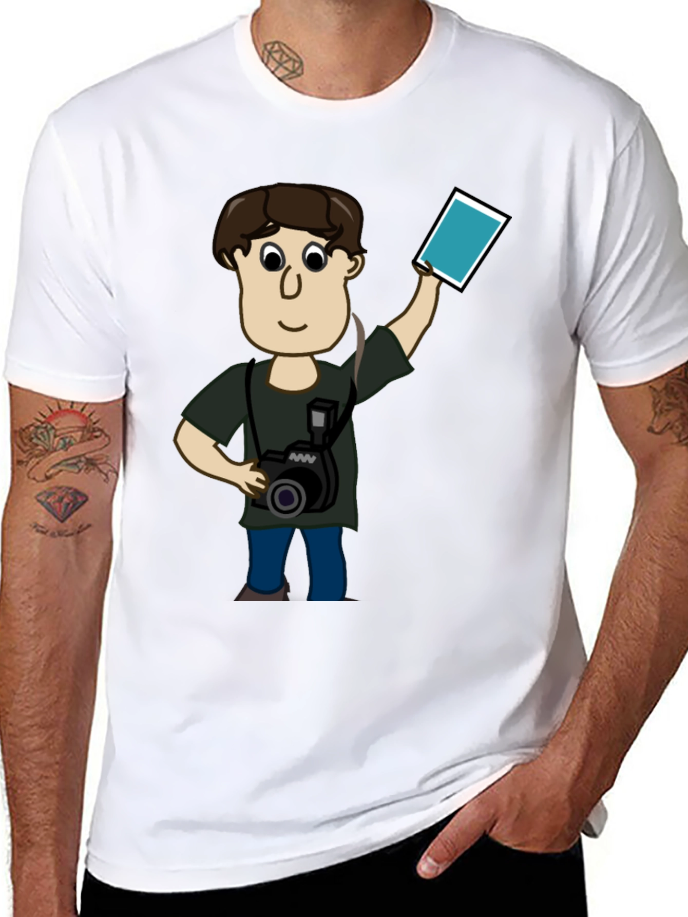 Cartoon Photographer Black T-Shirt