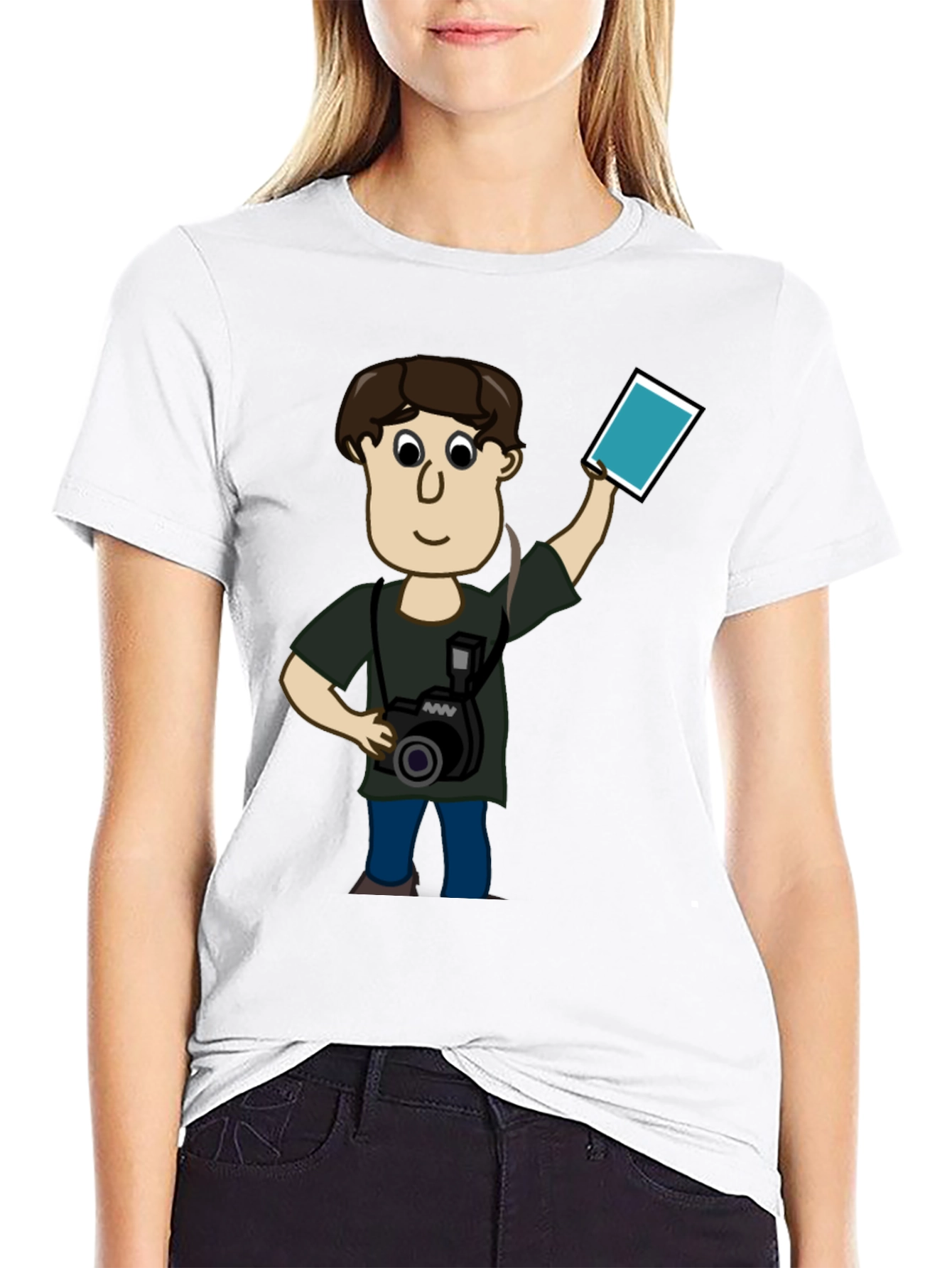 Cartoon Photographer Black T-Shirt