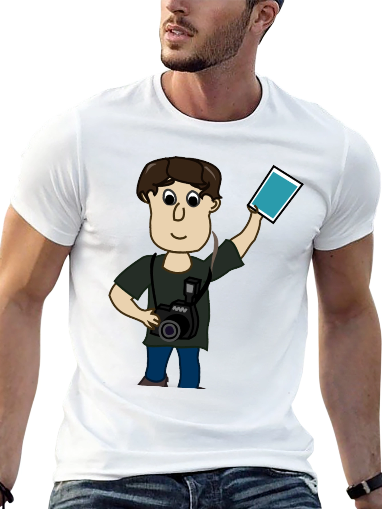 Cartoon Photographer Black T-Shirt