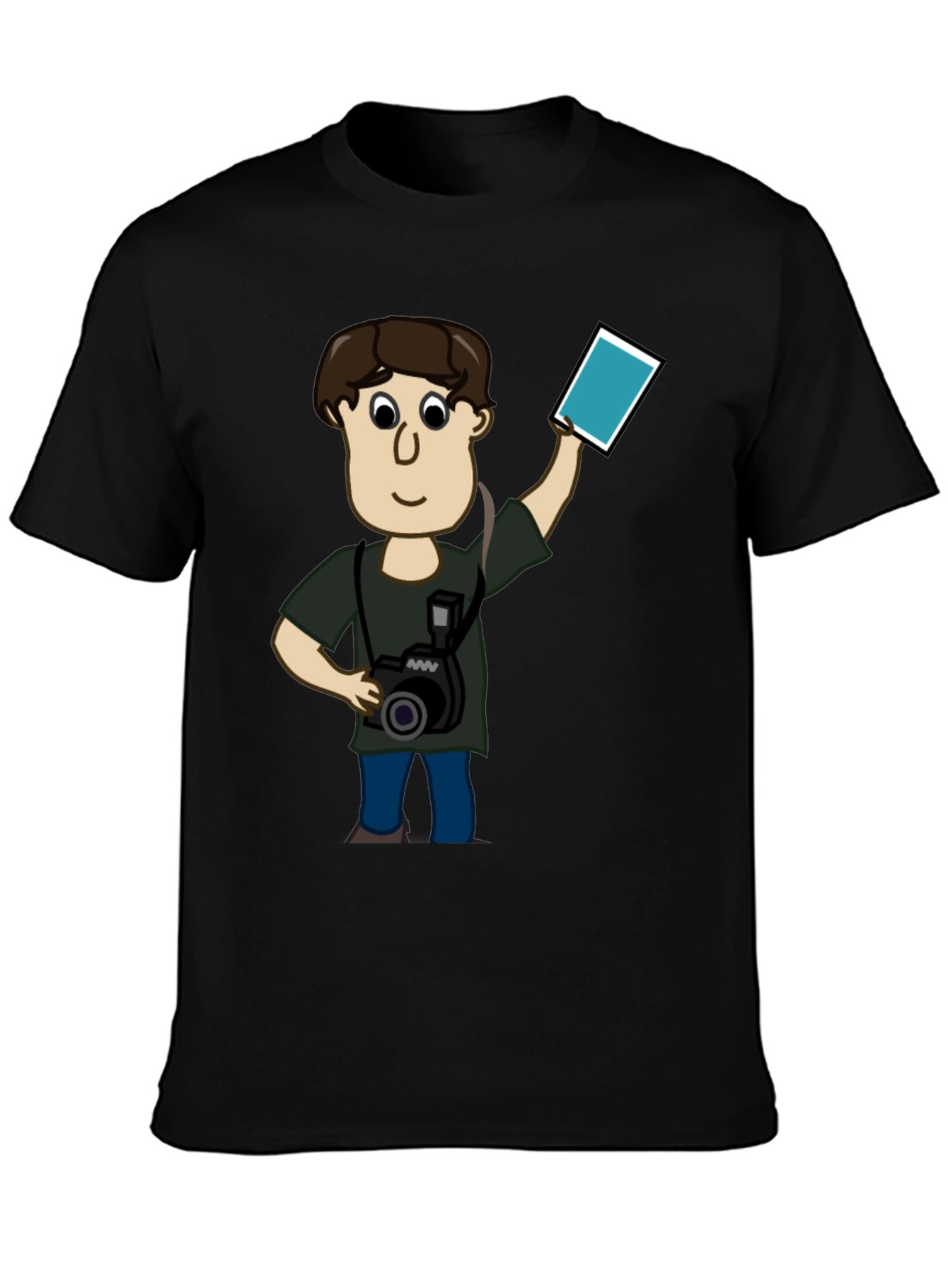 Cartoon Photographer Black T-Shirt