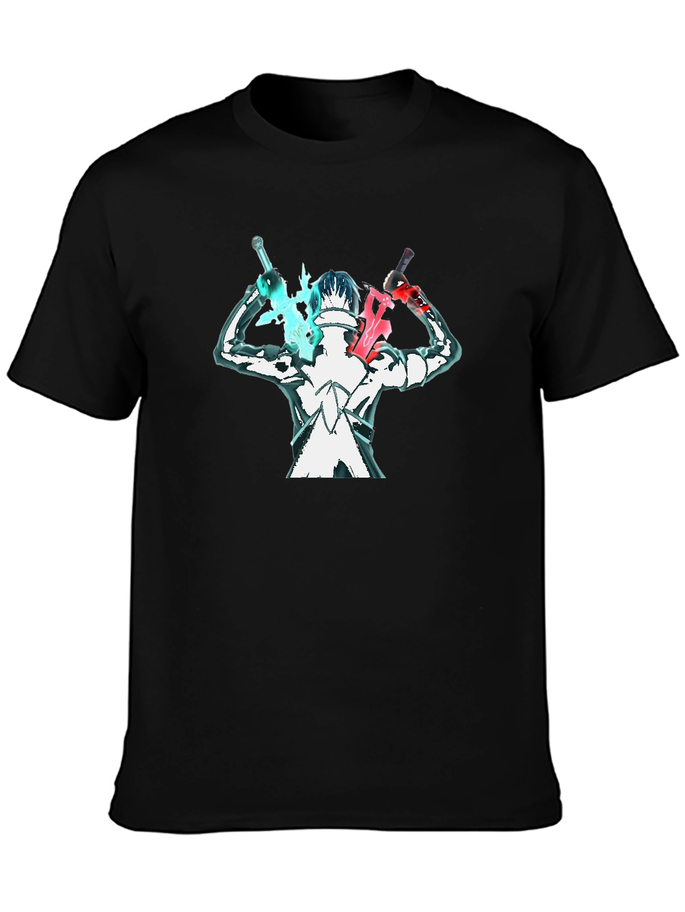 Anime Swordsman Graphic T-Shirt - Black