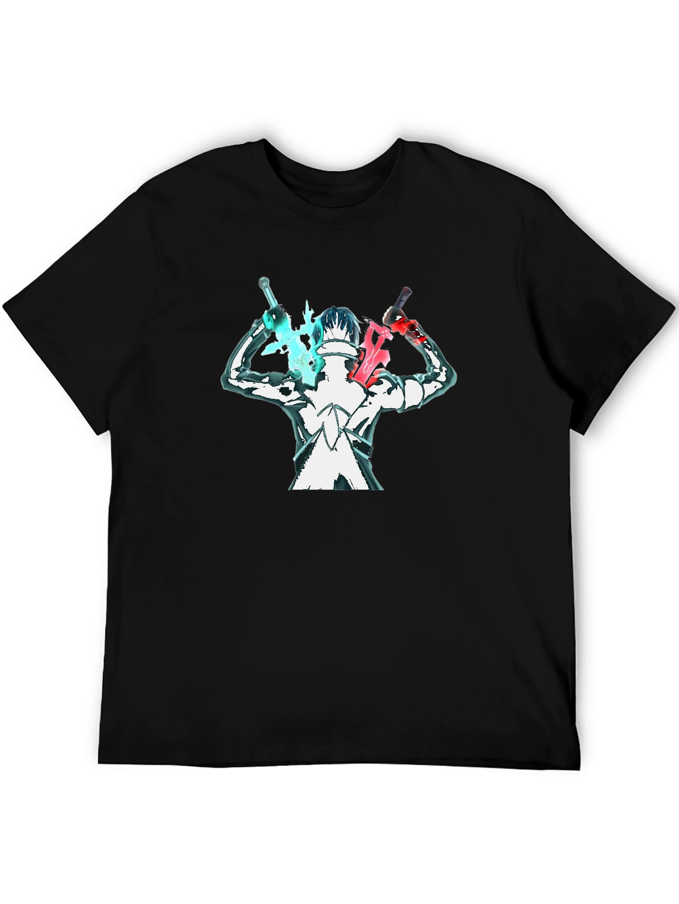 Anime Swordsman Graphic T-Shirt - Black