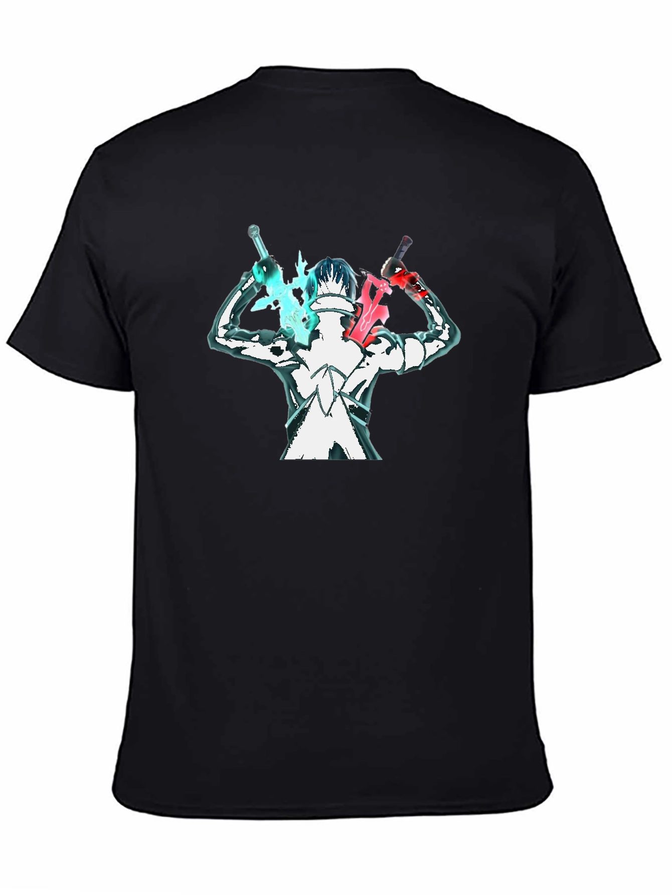 Anime Swordsman Graphic T-Shirt - Black