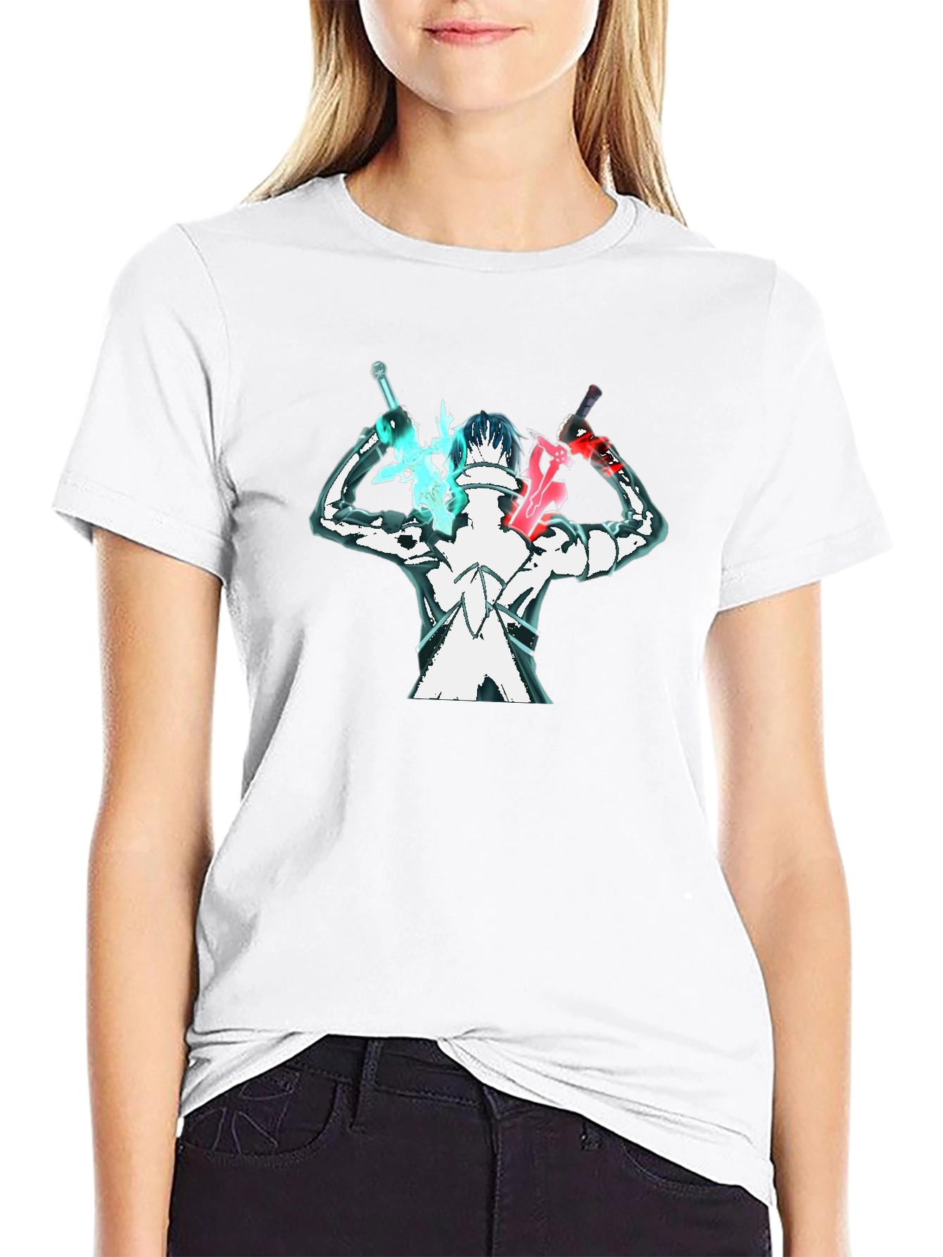Anime Swordsman Graphic T-Shirt - Black