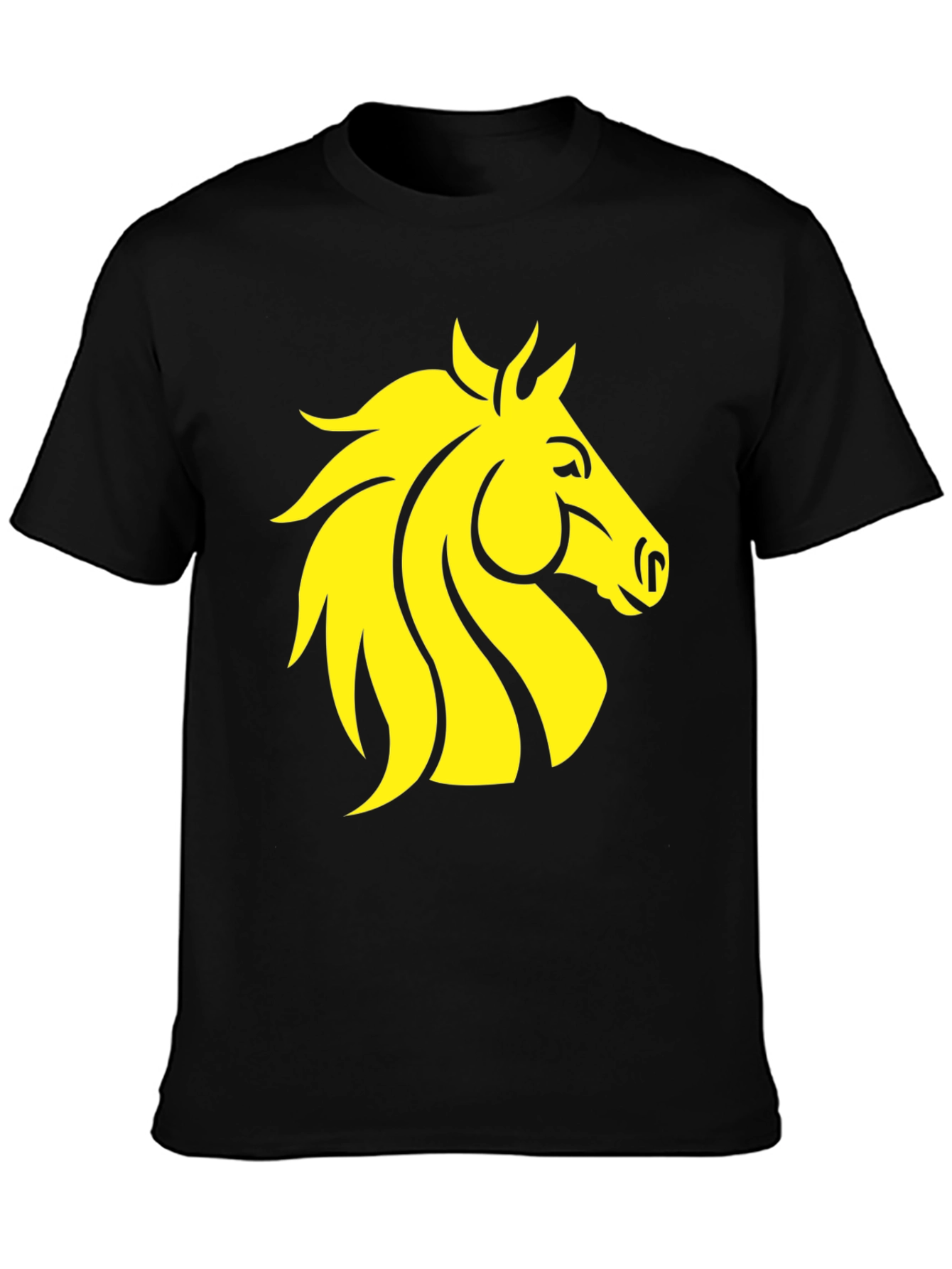 Black T-Shirt with Yellow Horse Graphic