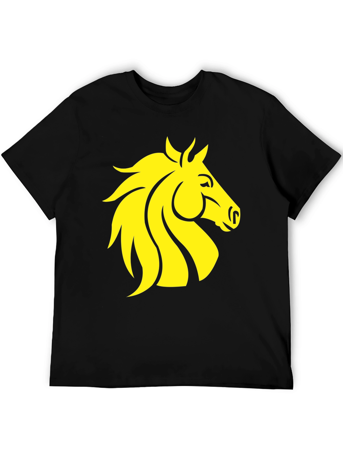 Black T-Shirt with Yellow Horse Graphic