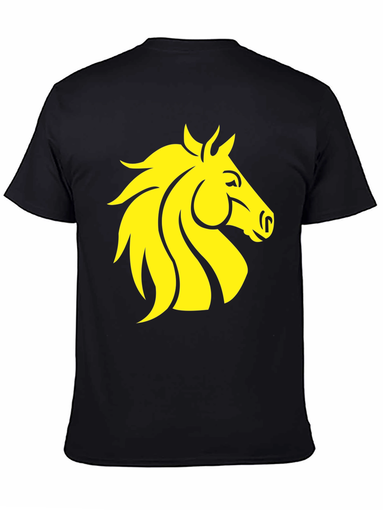 Black T-Shirt with Yellow Horse Graphic