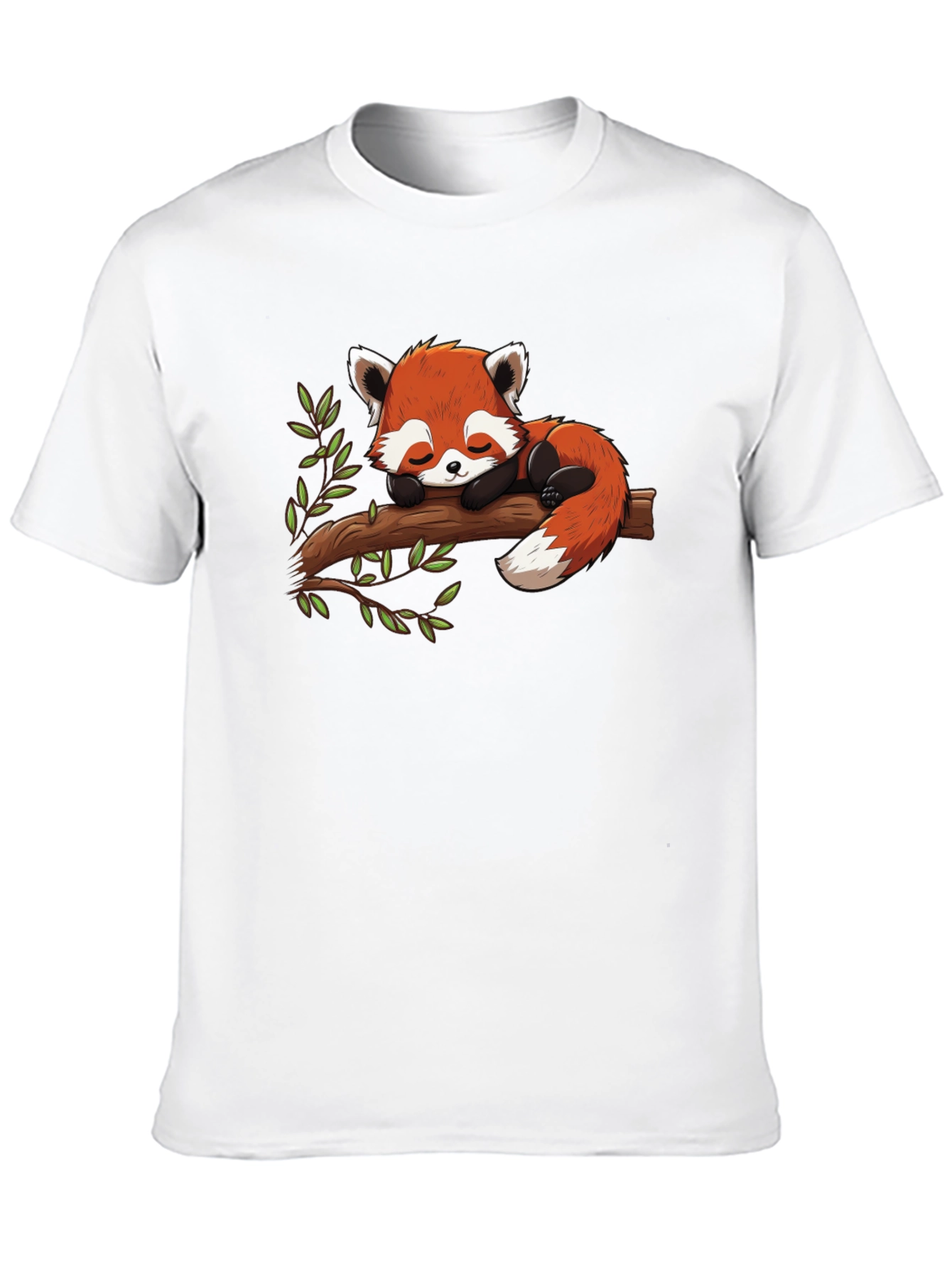 Red Panda Nap Black T-Shirt