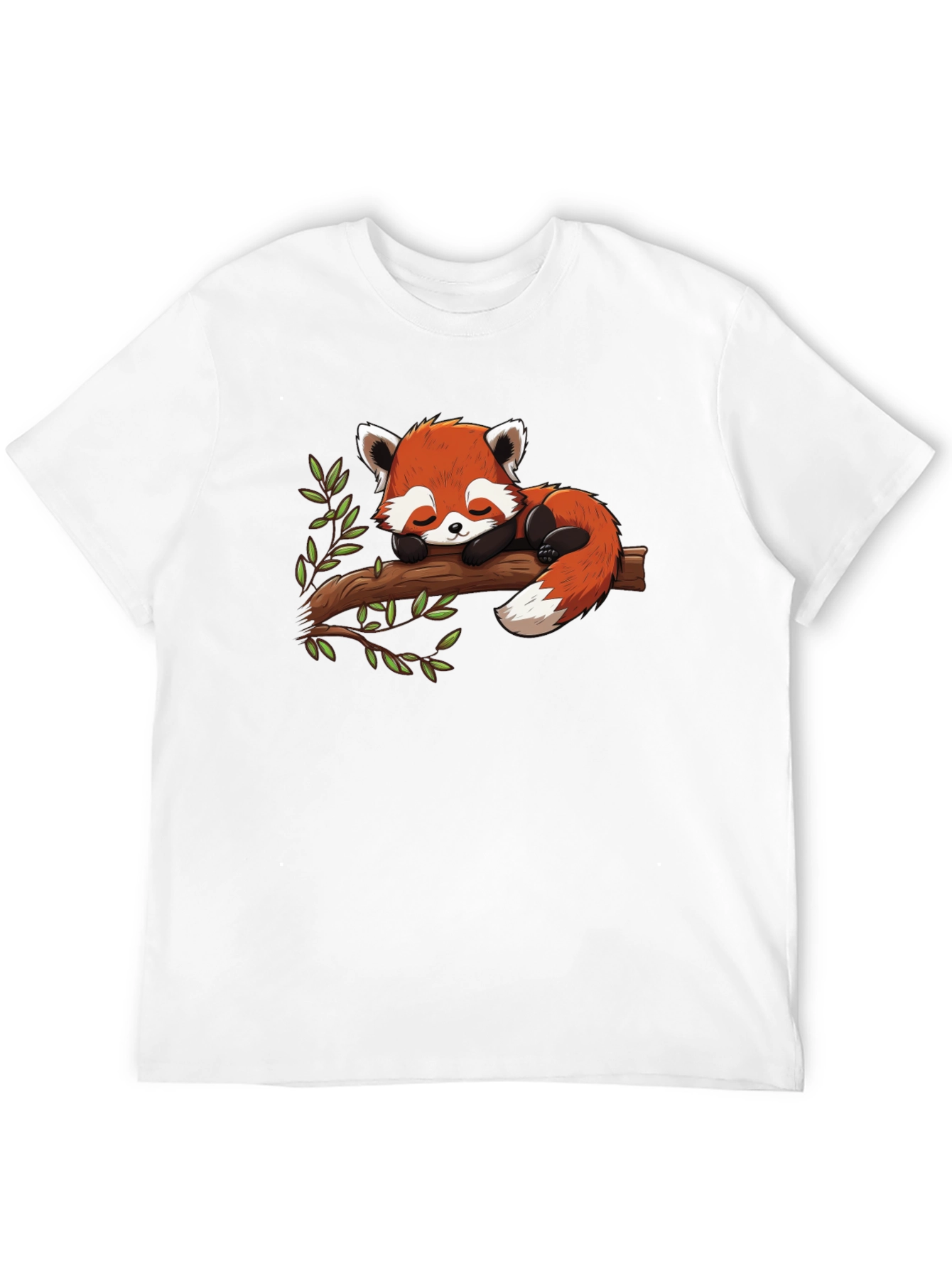 Red Panda Nap Black T-Shirt