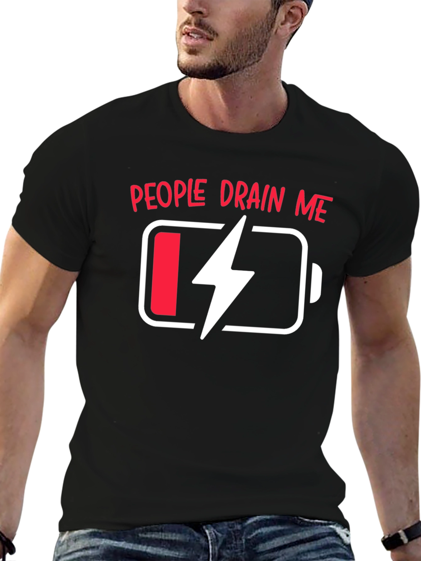 People Drain Me Funny Battery T-Shirt