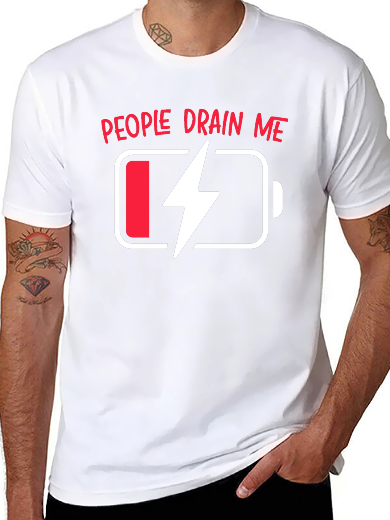 People Drain Me Funny Battery T-Shirt