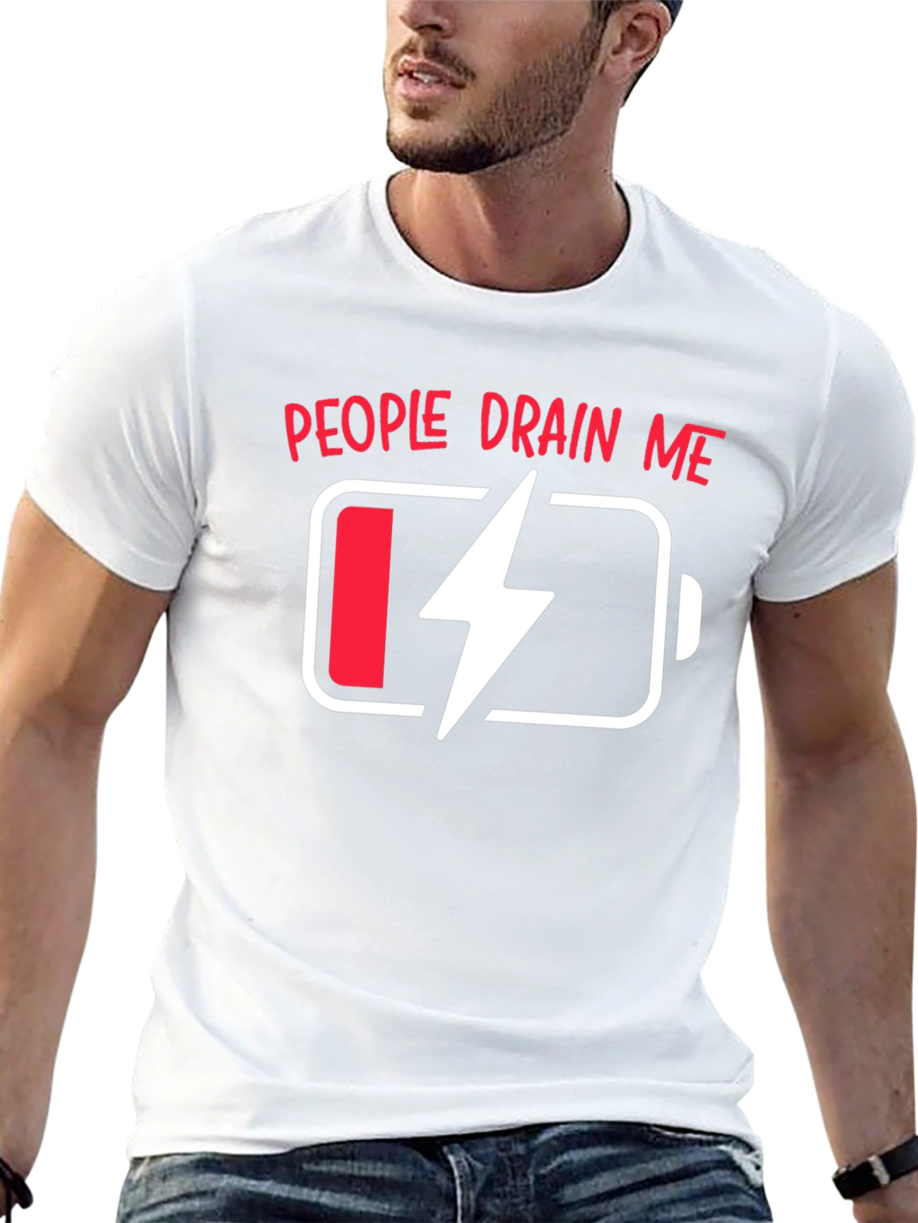 People Drain Me Funny Battery T-Shirt