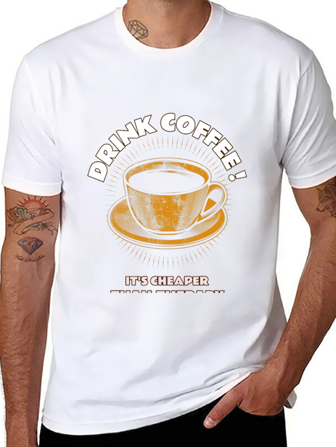 Drink Coffee T-Shirt - Cheaper Than Therapy Graphic Tee