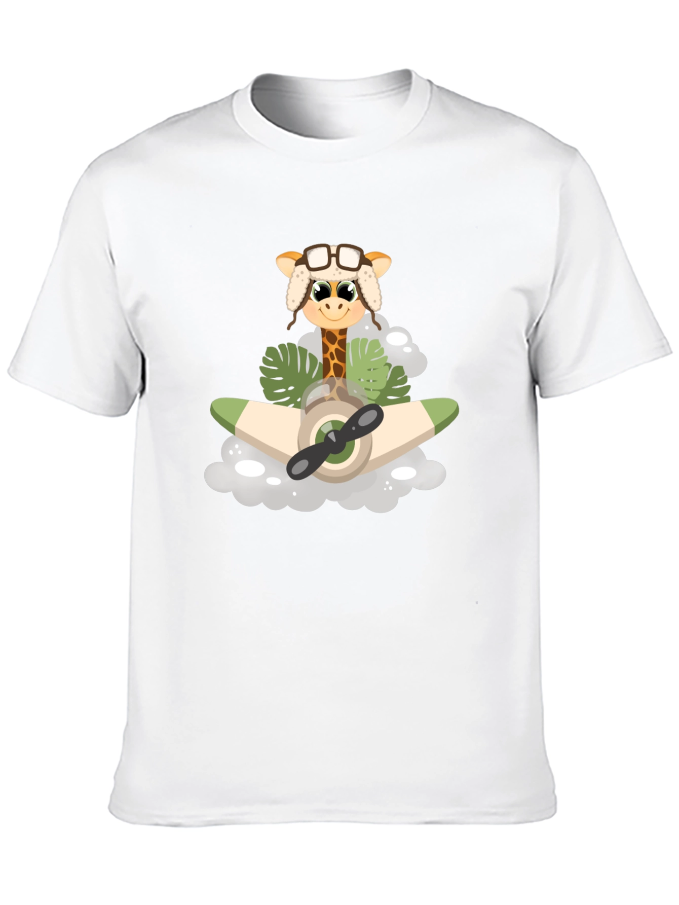 Giraffe Aviator T-Shirt: Cute Cartoon Plane Design