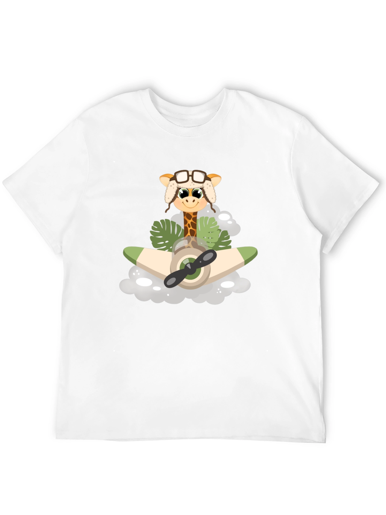 Giraffe Aviator T-Shirt: Cute Cartoon Plane Design