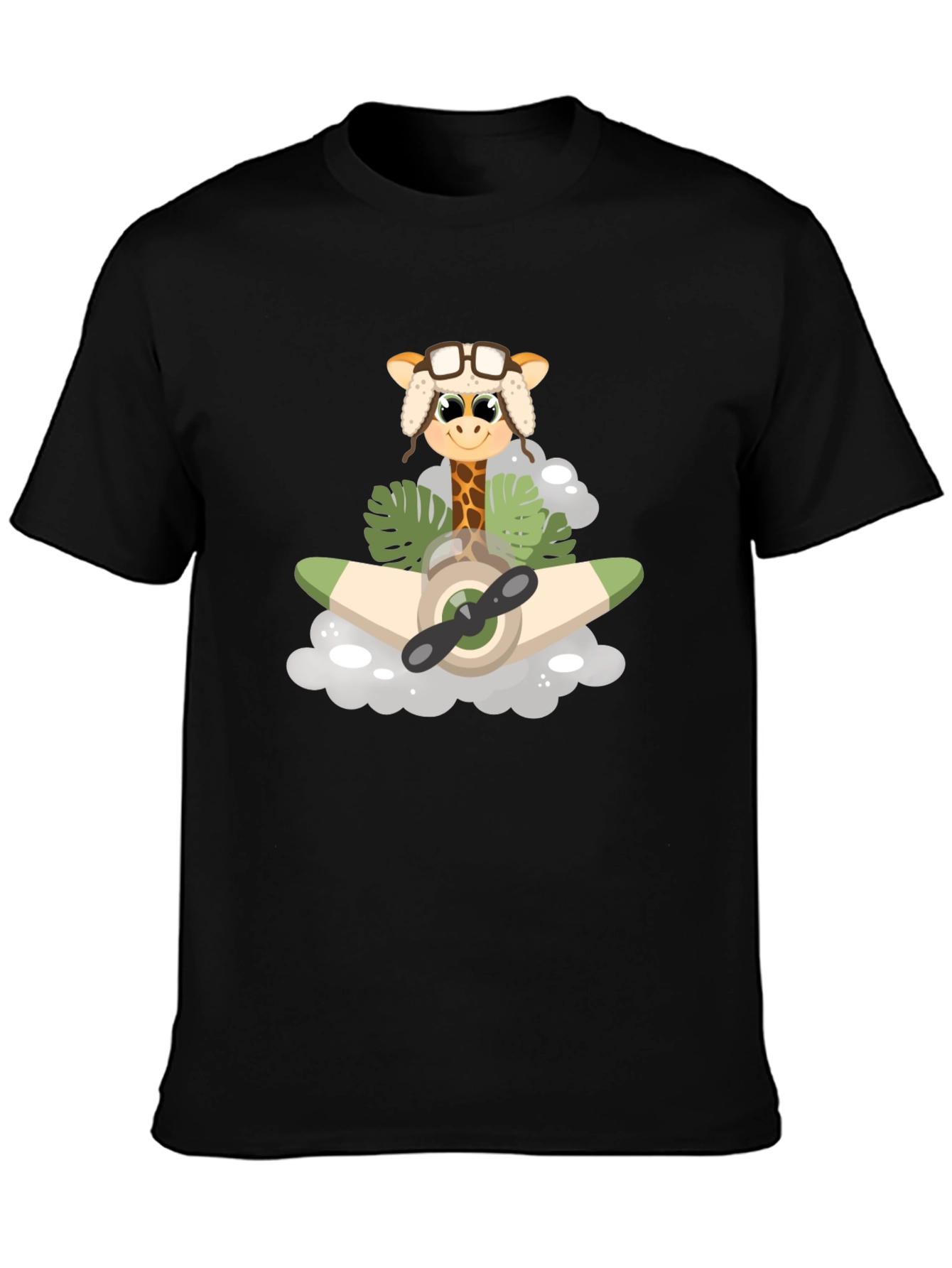 Giraffe Aviator T-Shirt: Cute Cartoon Plane Design