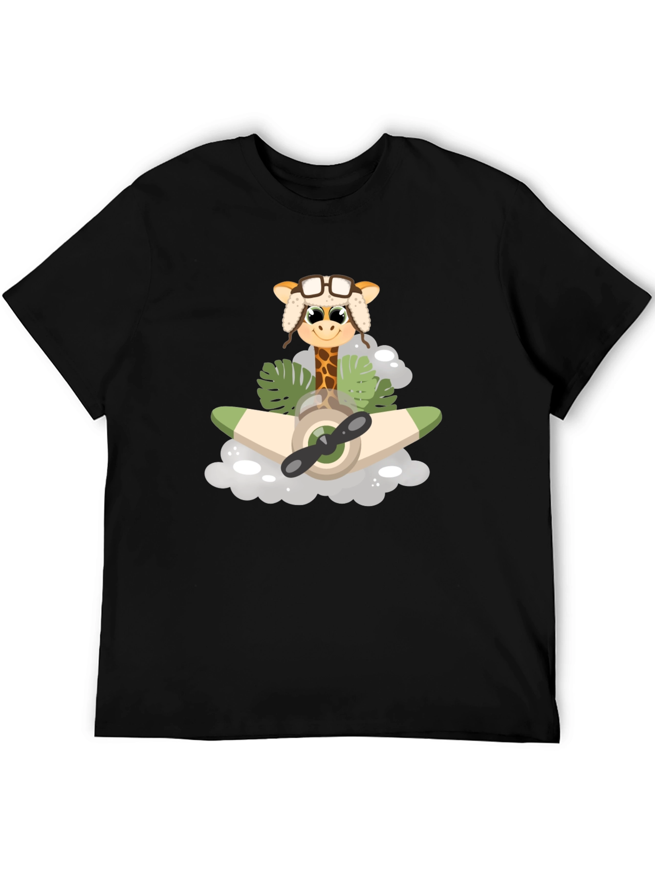 Giraffe Aviator T-Shirt: Cute Cartoon Plane Design
